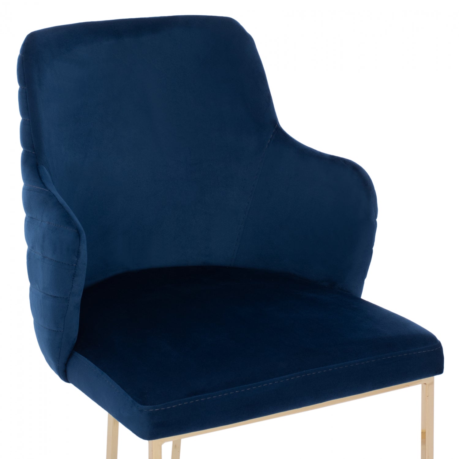 Фотьойл Солана в синьо кадифе със златни метални крака 54x63x87в см