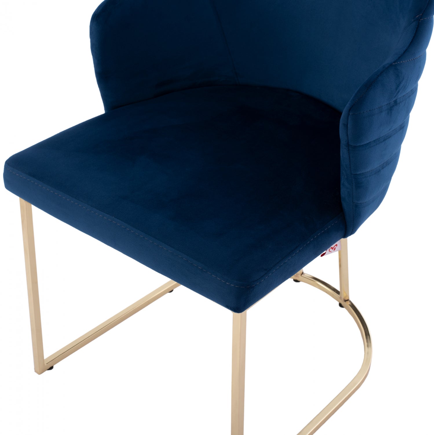 Фотьойл Солана в синьо кадифе със златни метални крака 54x63x87в см