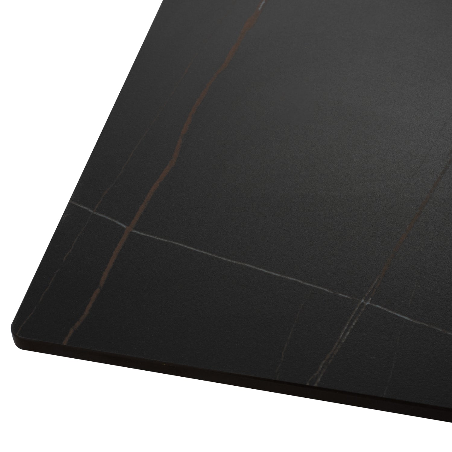 Трапезна маса SYNTEC от синтеров камък, черни метални крака, 160x90x75см