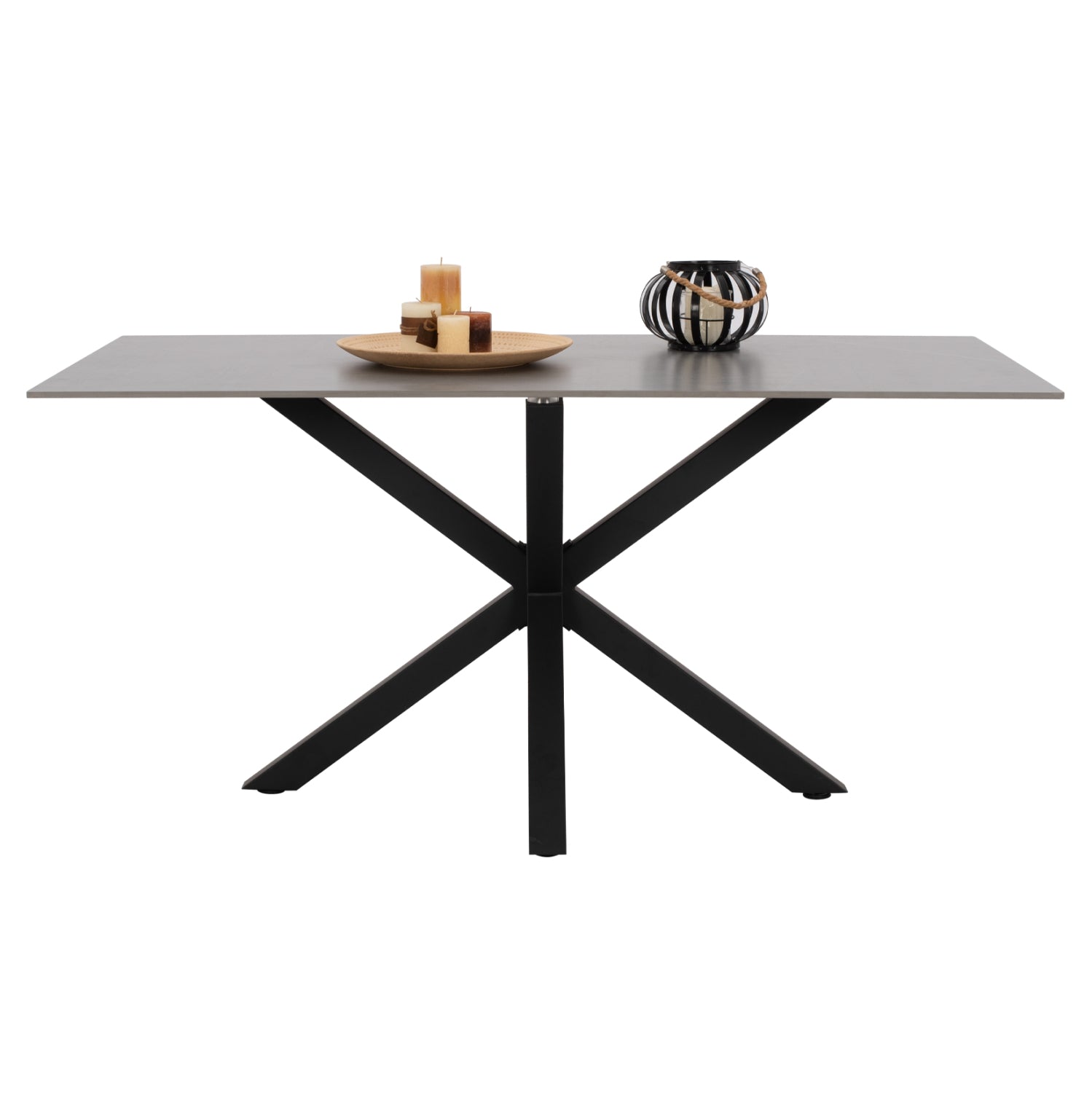 Трапезна маса Syntec синтеровани камък сиви метални крака 160x90x75см