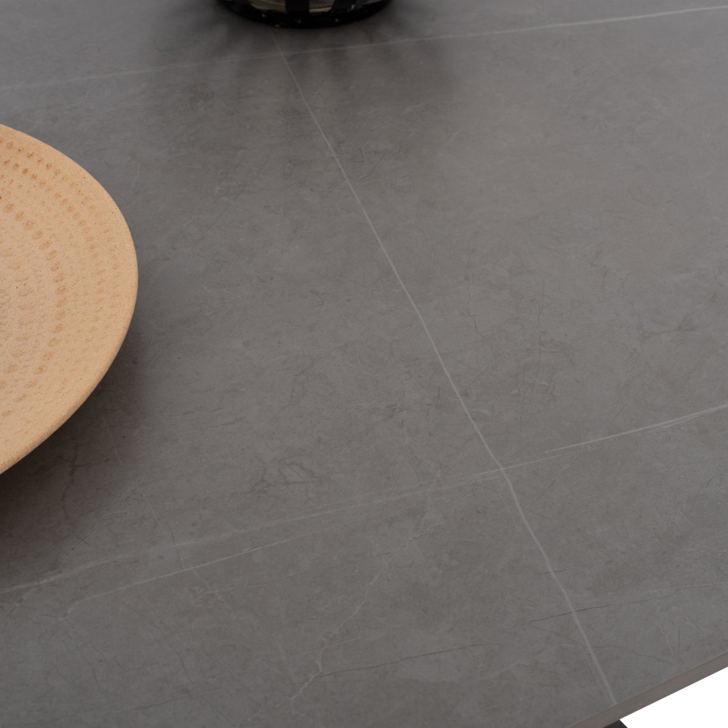 Трапезна маса Syntec синтеровани камък сиви метални крака 160x90x75см