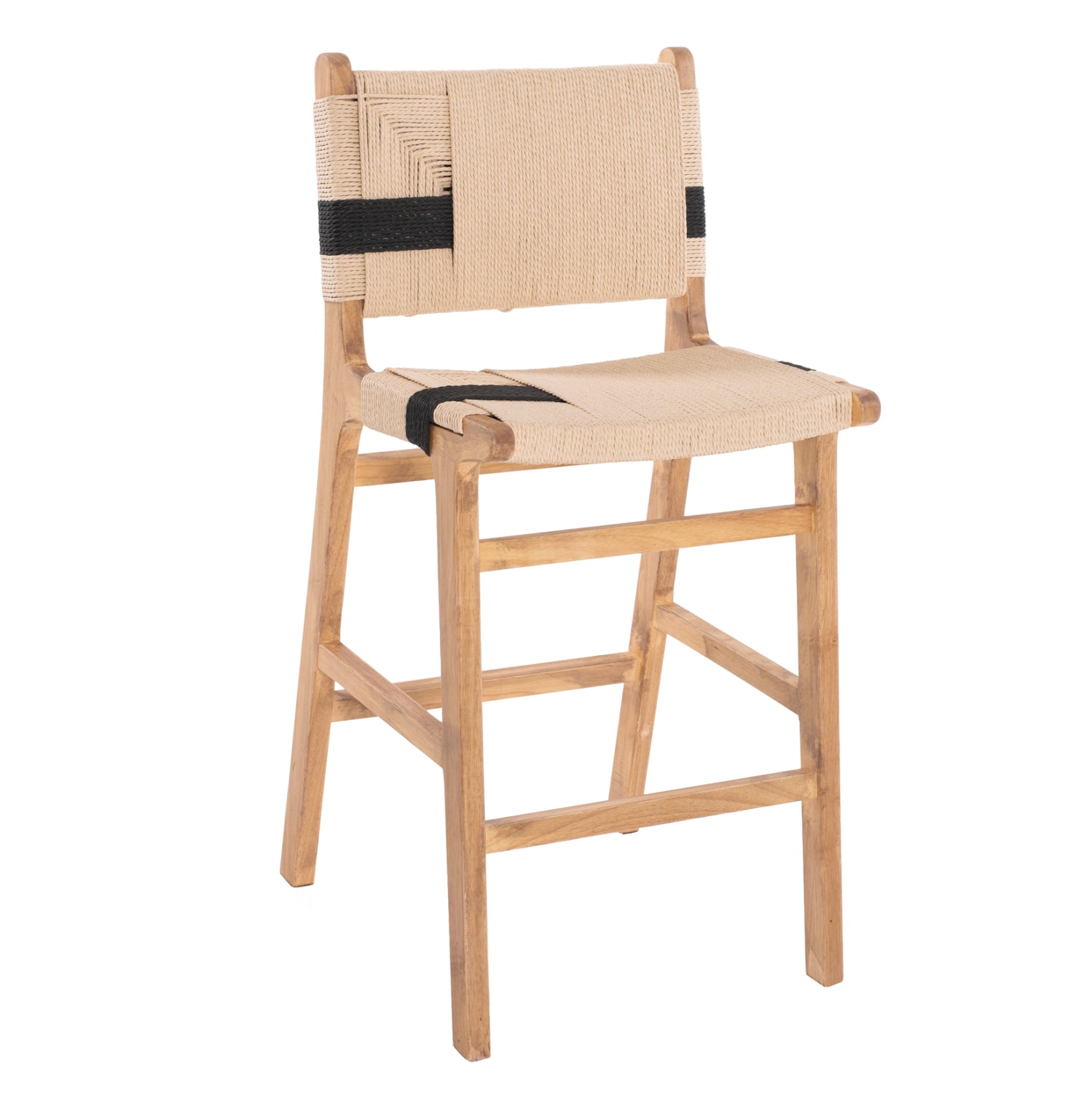 Бар стол Рубер плетено въже натурал 45x46x95