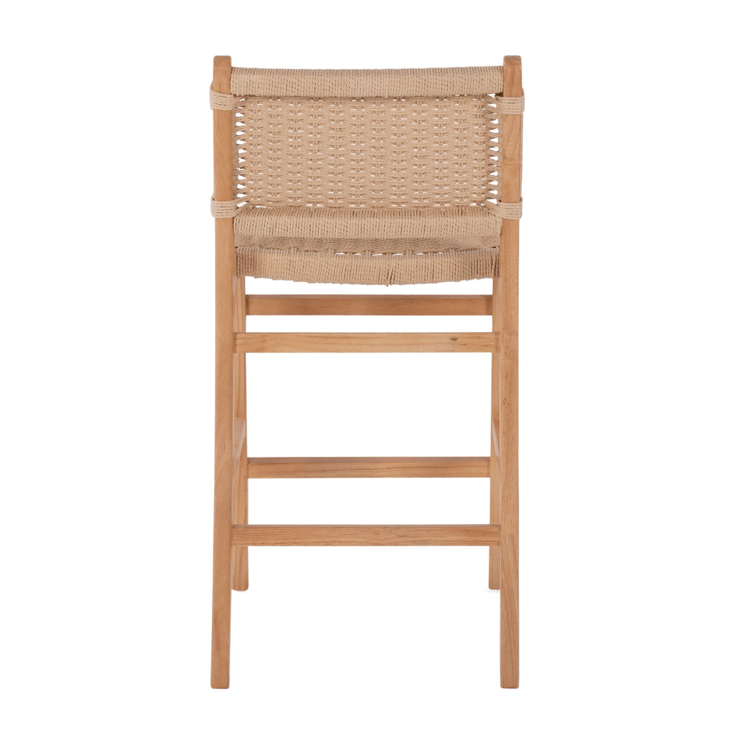 Средно висок стол от каучуково дърво и въжета - естествен цвят 45x46x95см