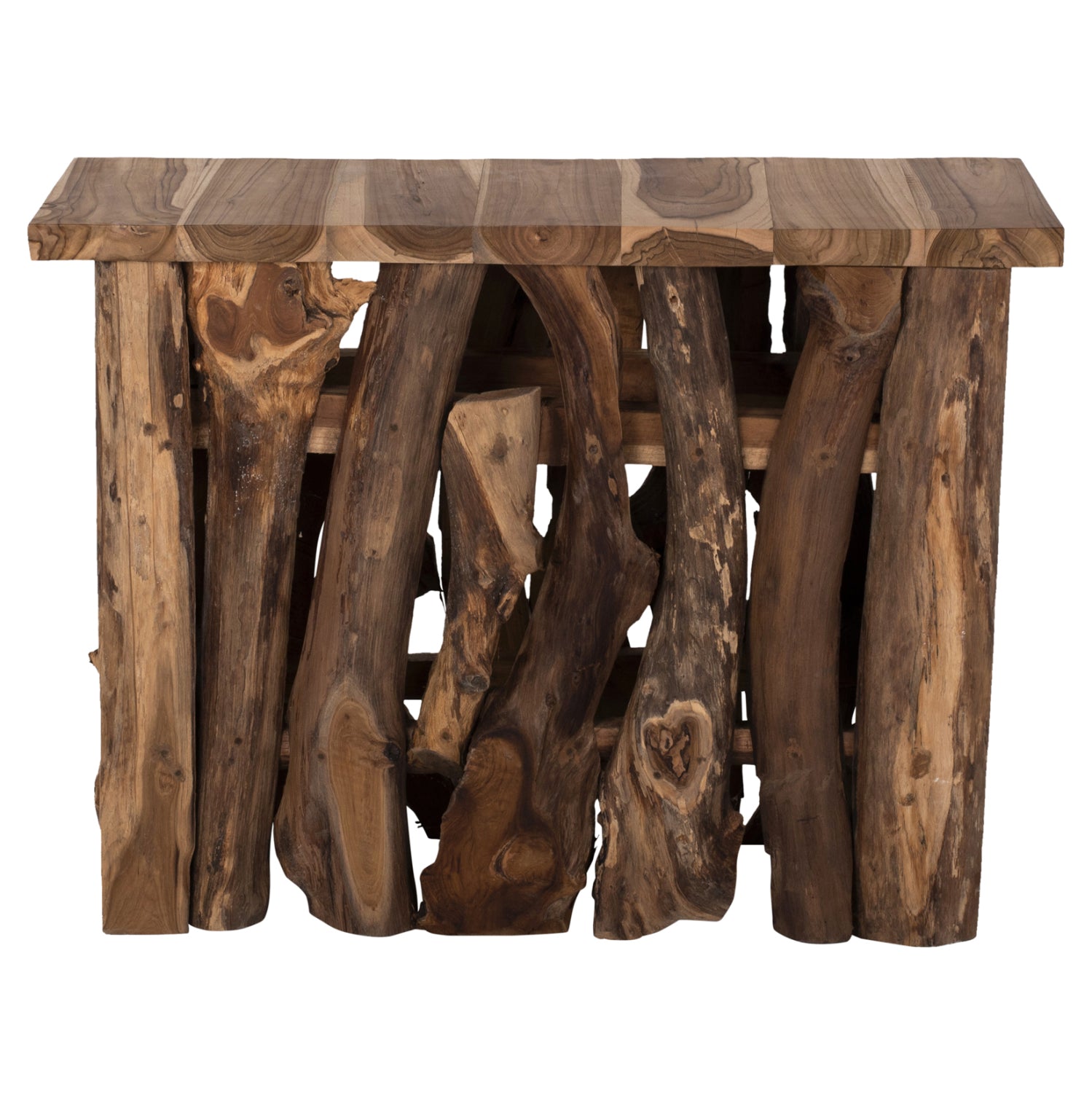 Конзола от масивно естествено тиково дърво 100x35x75см