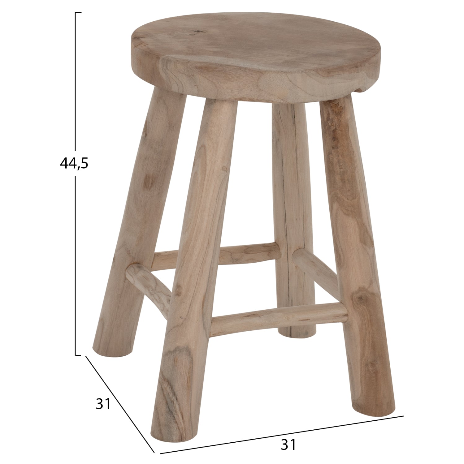 Бар стол ф30 -тиково дърво Φ35Χ45