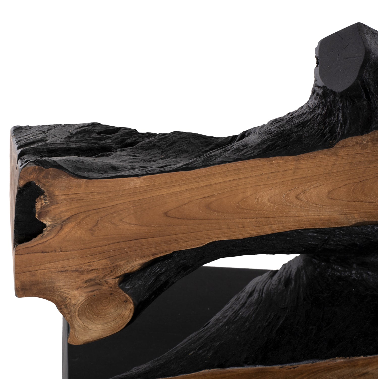 Конзола тиково дърво цвят натурал-черен 150X40X80СМ