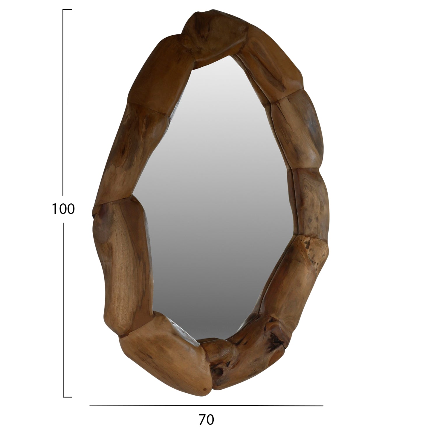 Огледало 100х70 -тиково дърво