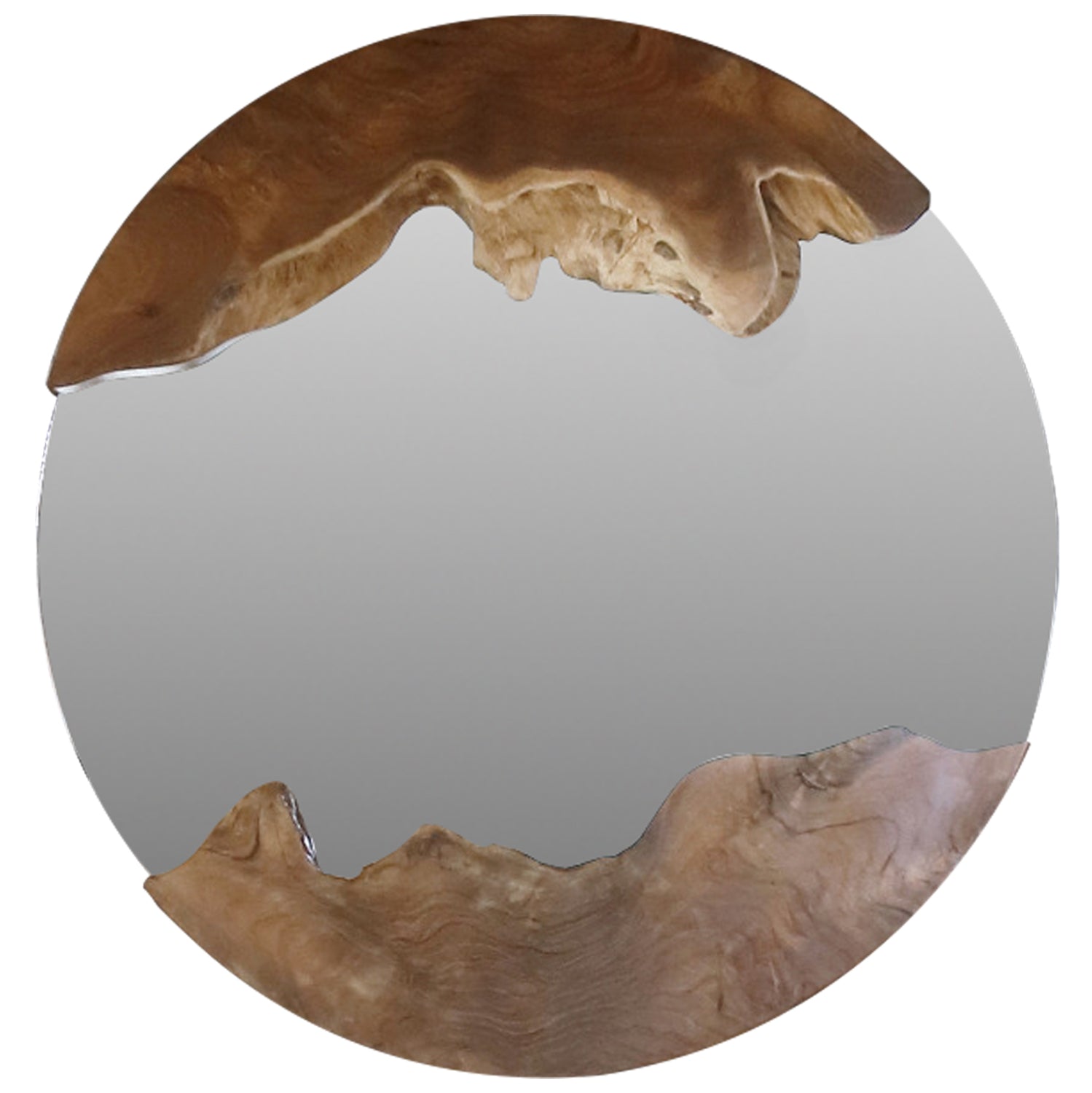 Огледало стенно ф60 -рамка с тиково дърво