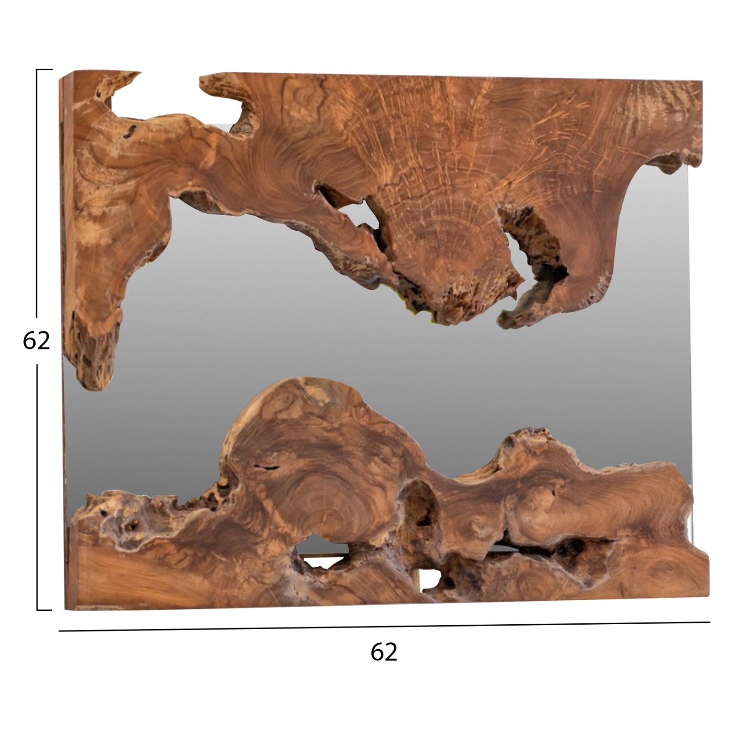 Огледало 62х62 -тиково дърво