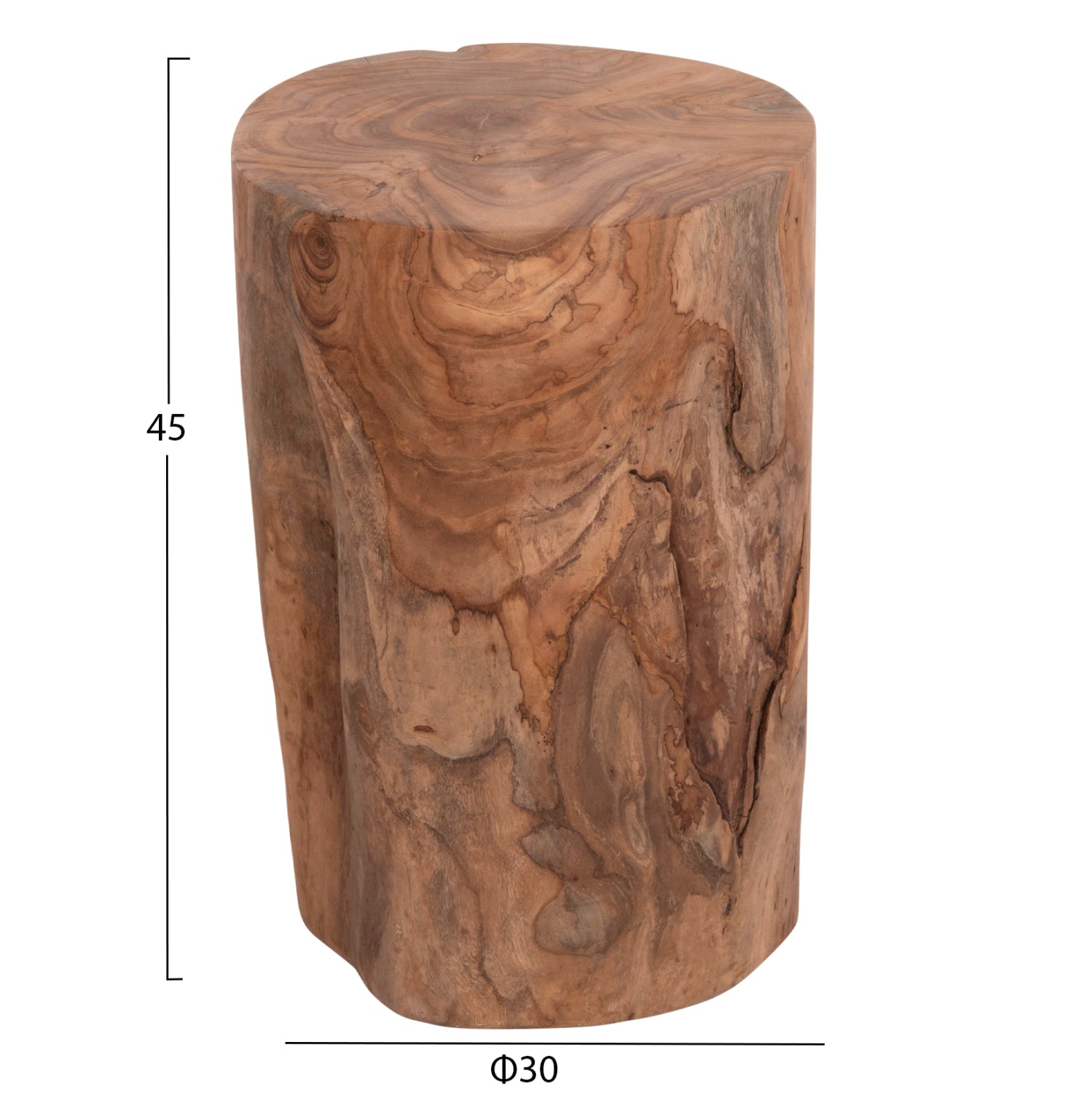 Масичка TRONCO тиково дърво естествен цвят Φ30x45см