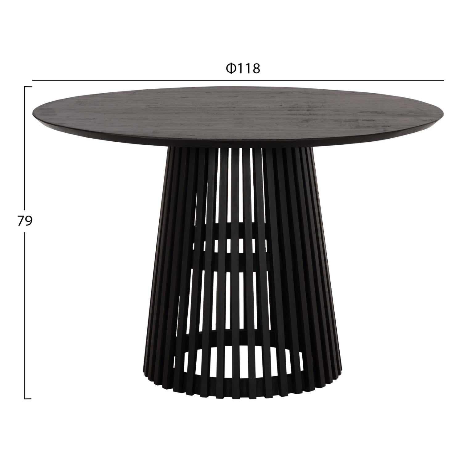 Кръгла трапезна маса FRANTZ  масив mindi черен φ118x79см