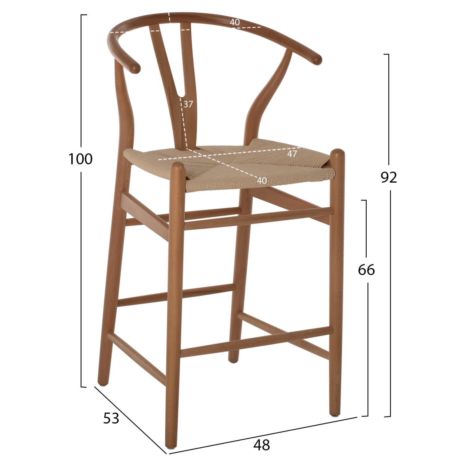Бар стол Брейви цвят натурал-бежов