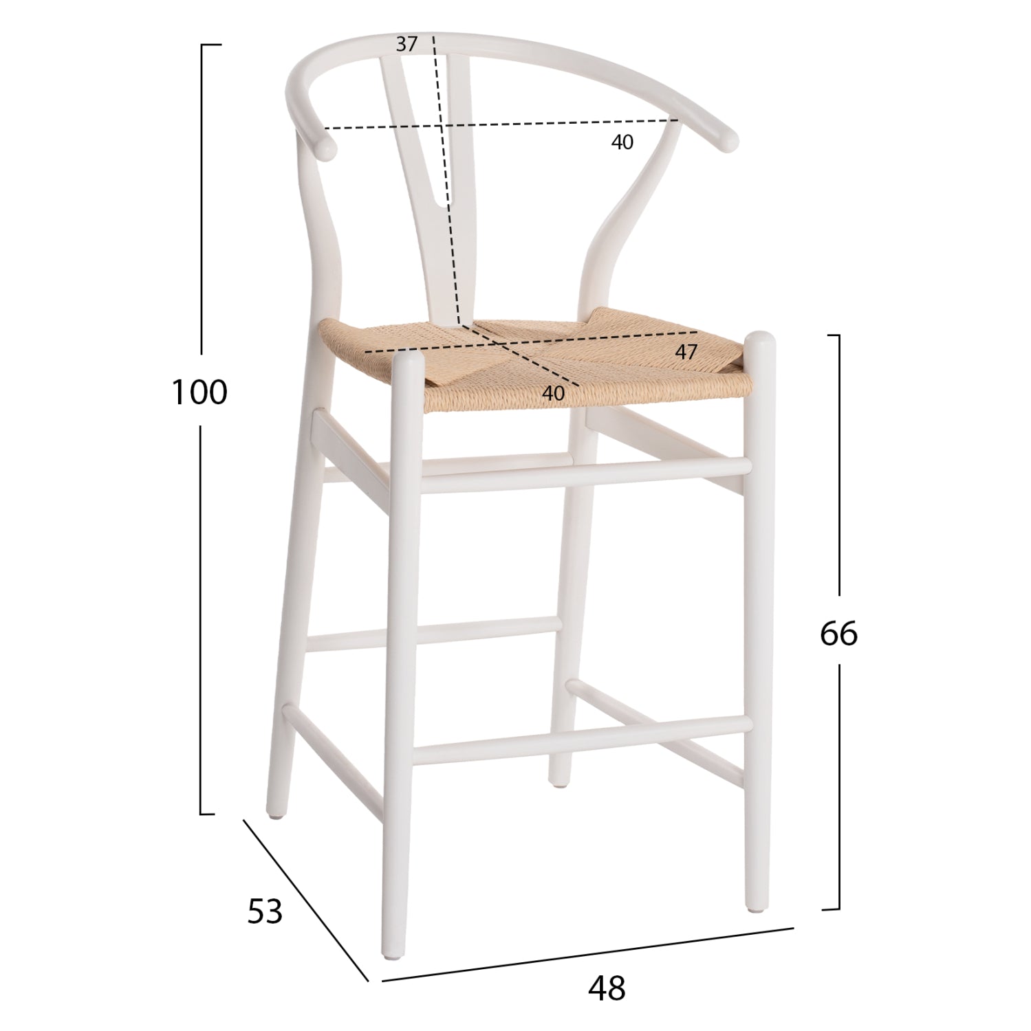 Бар стол BRAVE цвят бял-бежов 48x53x100