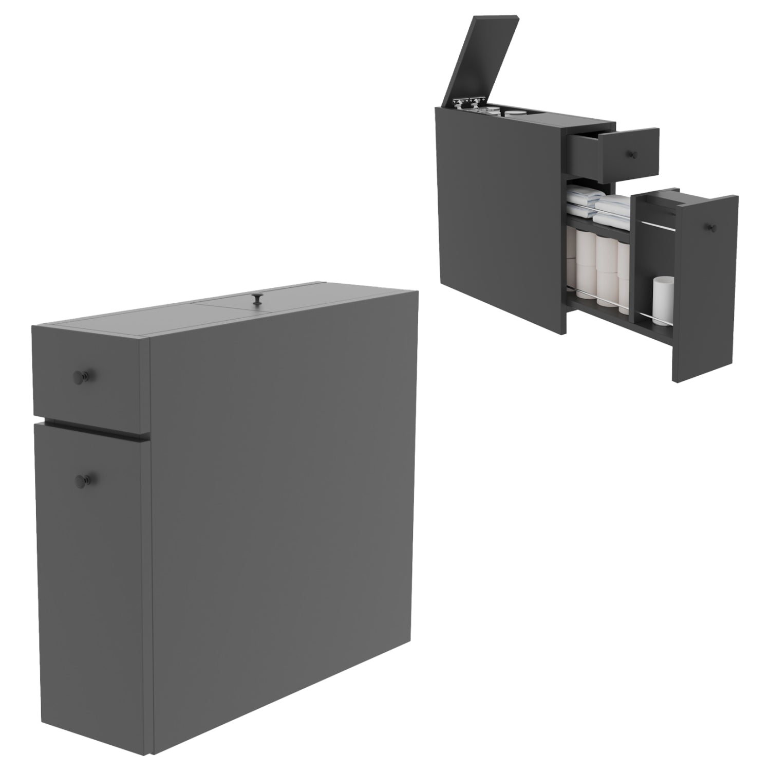 Шкаф за баня антрацит меламин 19x60x55см