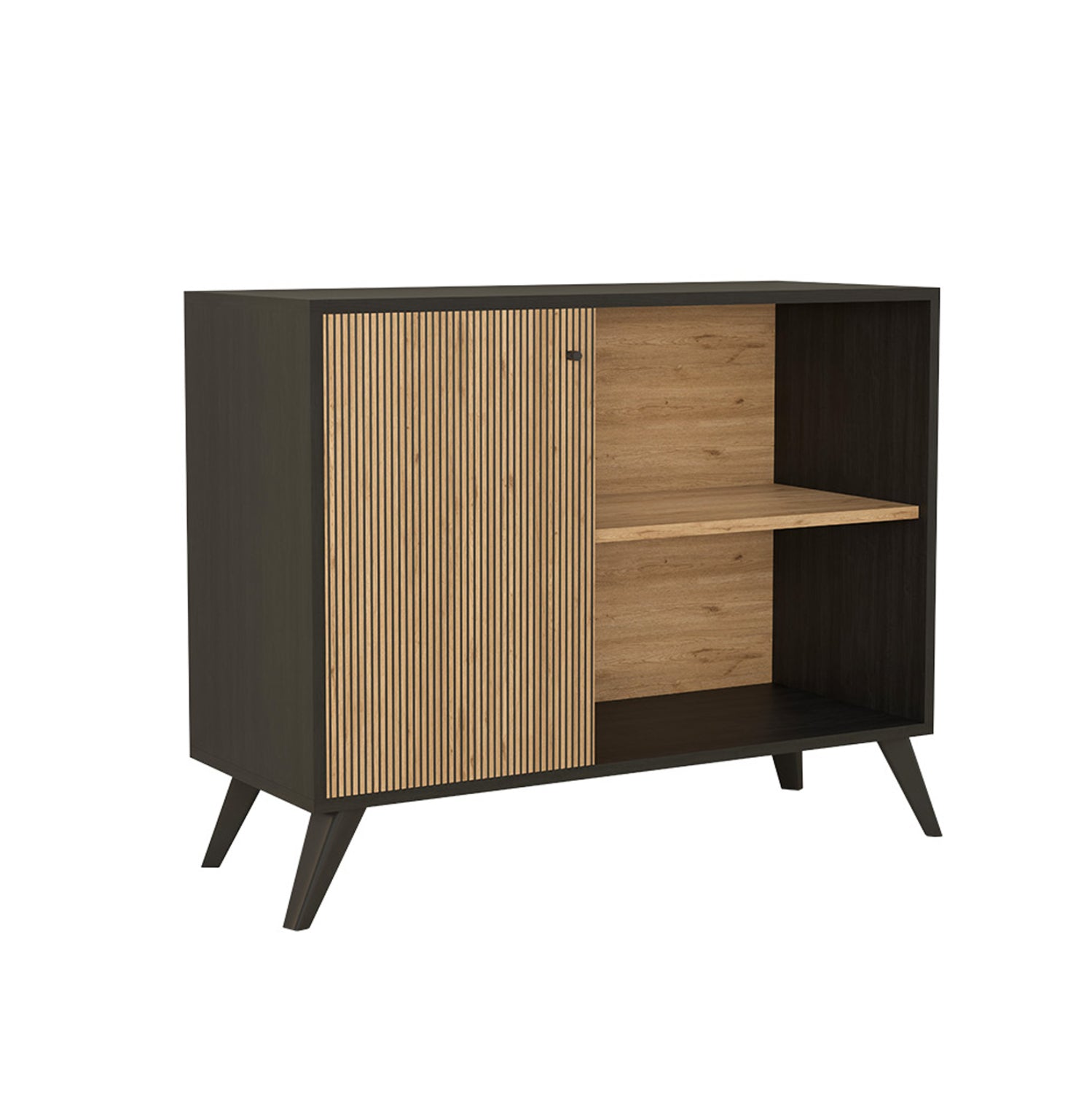 Меламинов шкаф-конзола Кruden черен-натурал 100х40х785см