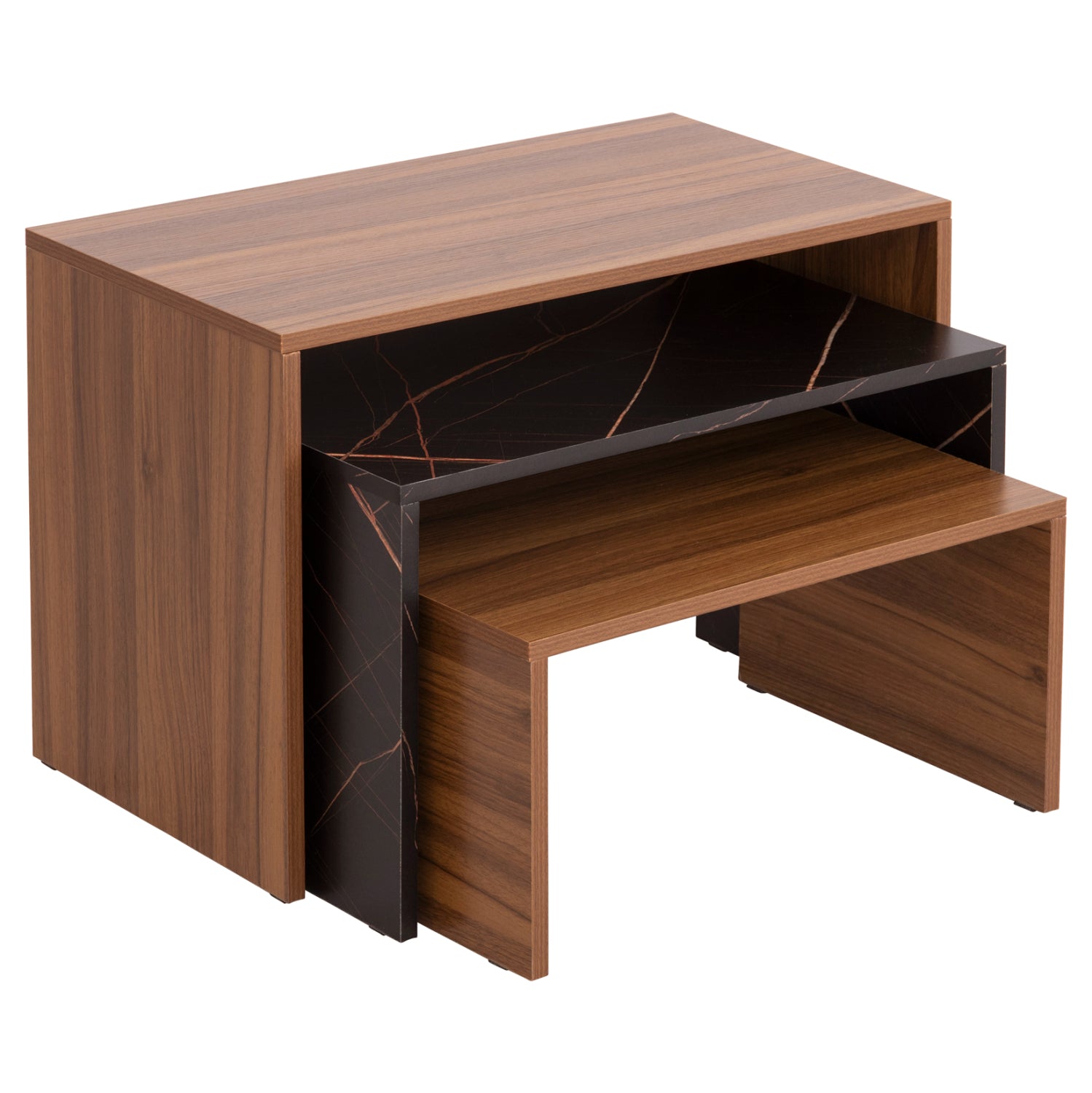 Комплект холни маси 3 бр BENTIL цвят орех-черен 65x35x45см