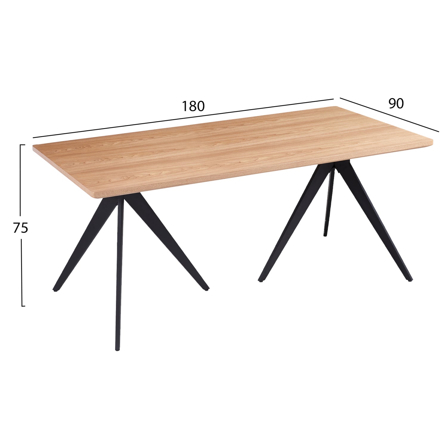 Трапезна маса GRIPPEN естествен-черен цвят 180x90x75см