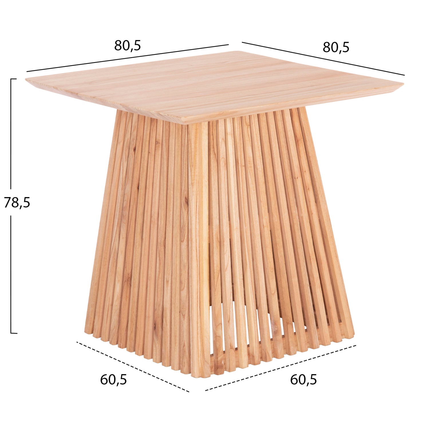 Трапезна маса Frantz естествен цвят 80.5x80.5x78.5см