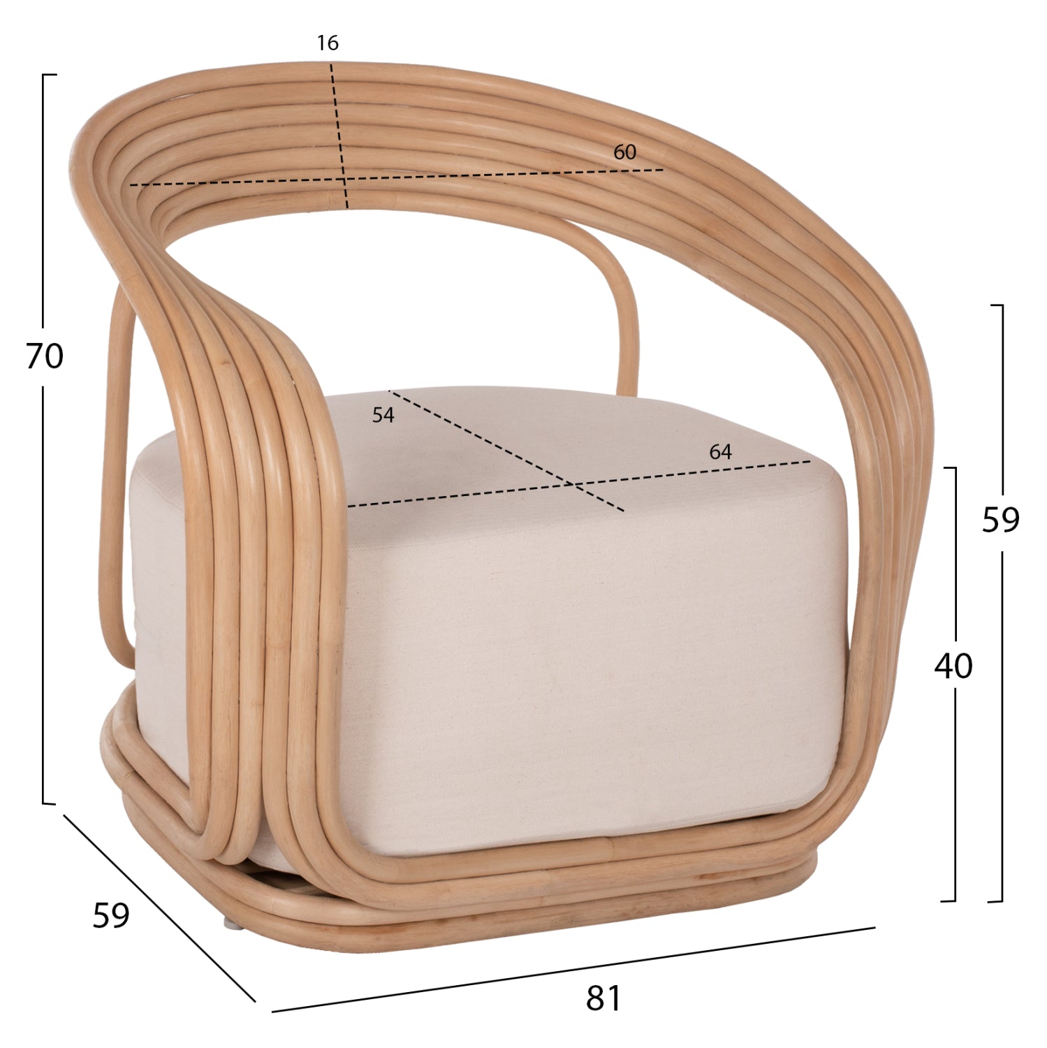 Фотьойл Дюкеса натурал ратан 81x59x70