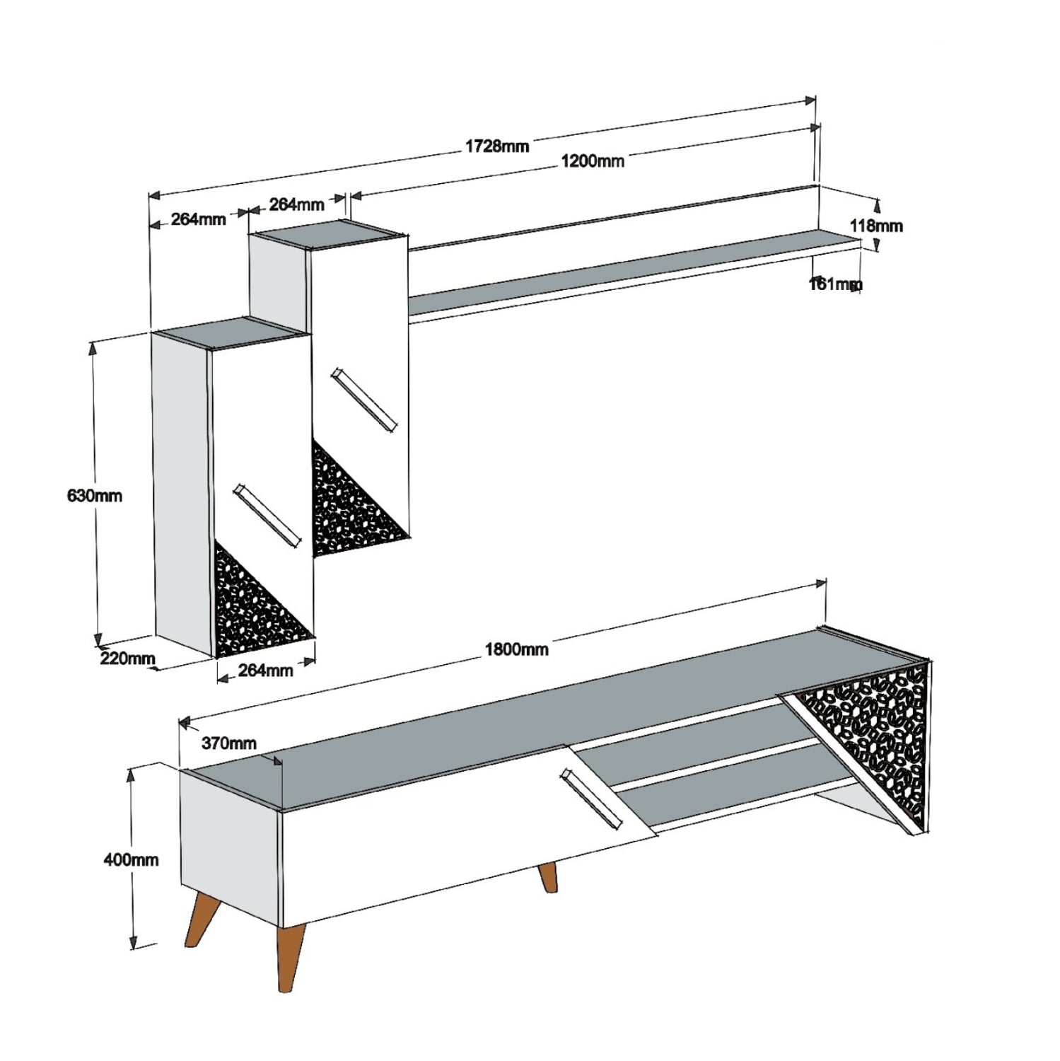 Тв шкаф меламин в цвят орех 180x37x40см/ 9514