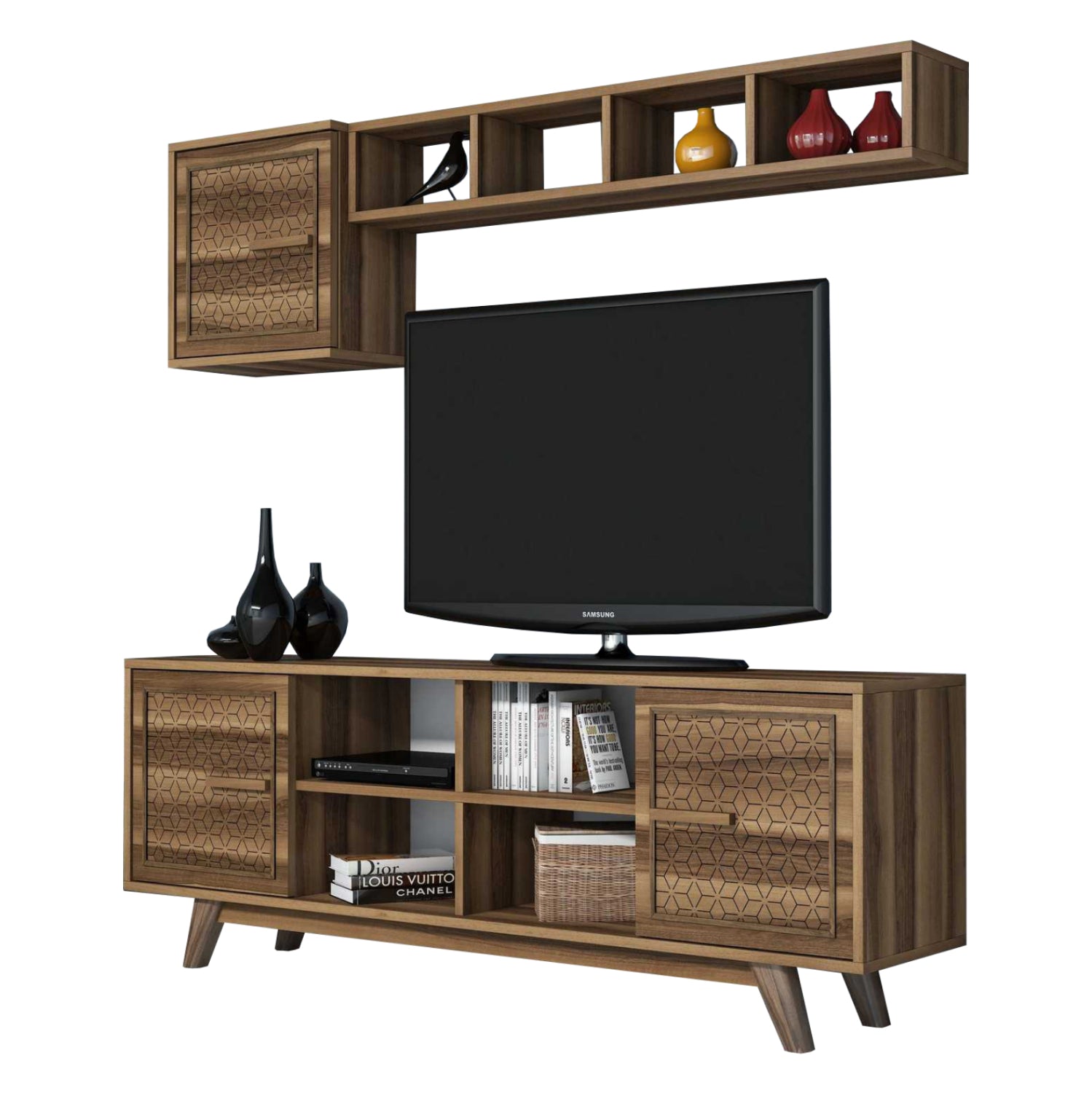 Меламинов тв шкаф в цвят орех 160x35x56.2см