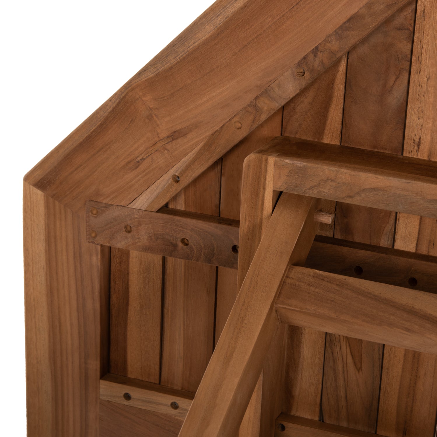 Сгъваема маса KENDALL -тиково дърво.натурален цвят 120x120x75см.