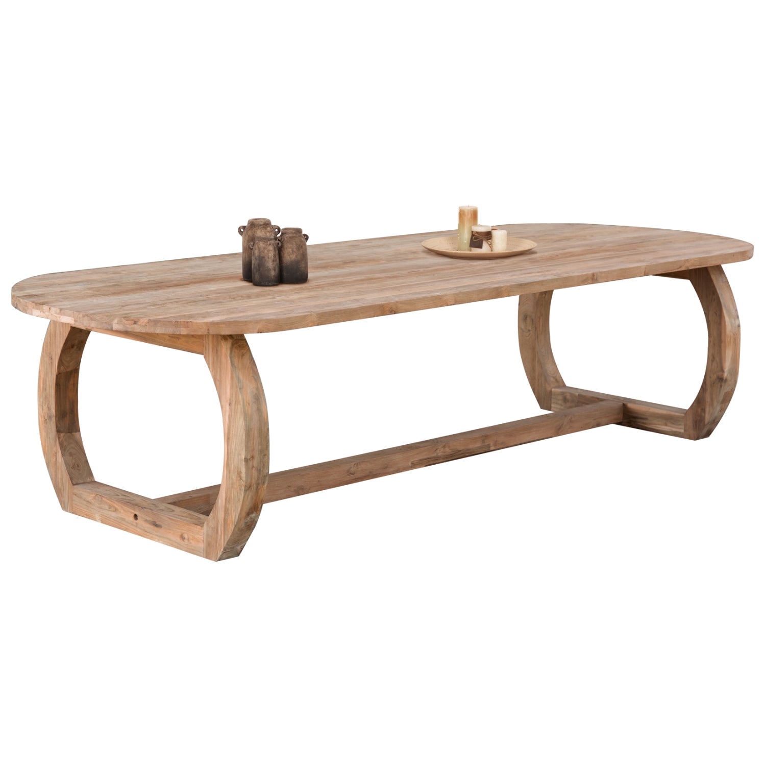 Трапезна маса Лей тиково дърво естетсвен цвят 320x120x78см