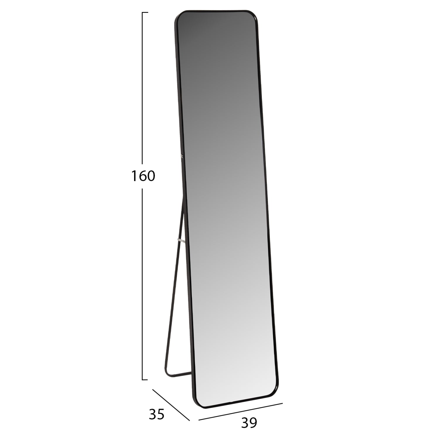 Подово огледало BOELY алуминиева рамка в черен цвят 40х35х160см.