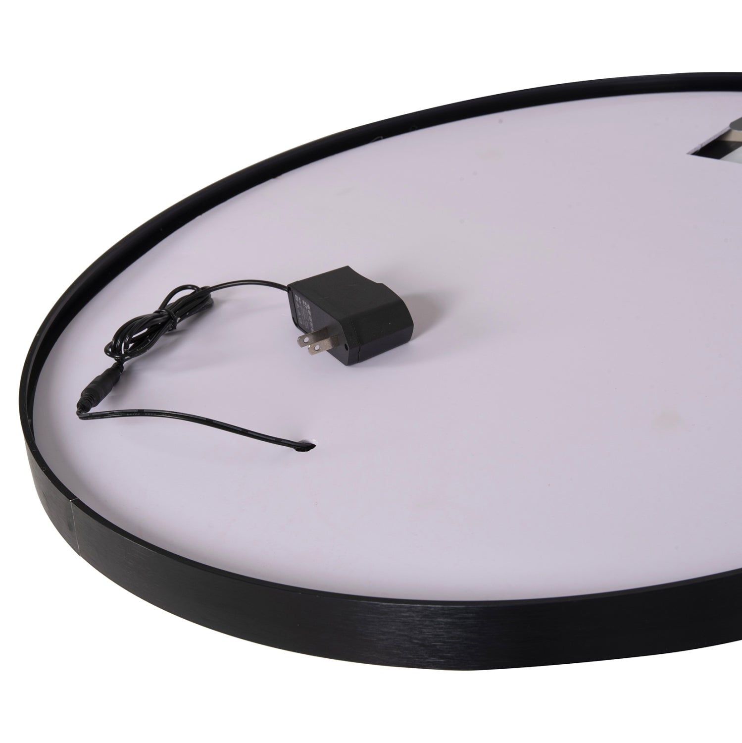 Кръгло стенно огледало от алуминий в черно с led осветление φ60x3см