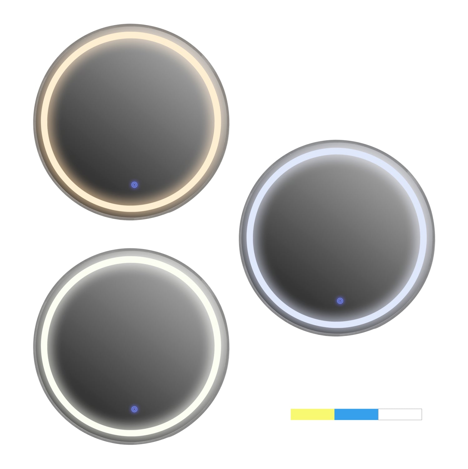 Кръгло стенно огледало от алуминий в сиво - led осветление φ60x3см