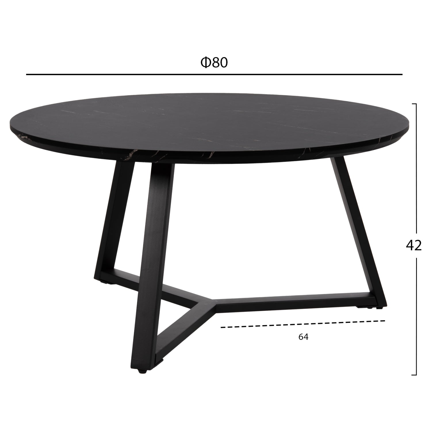 Холна маса ROCKET черен цвят Φ80x42см