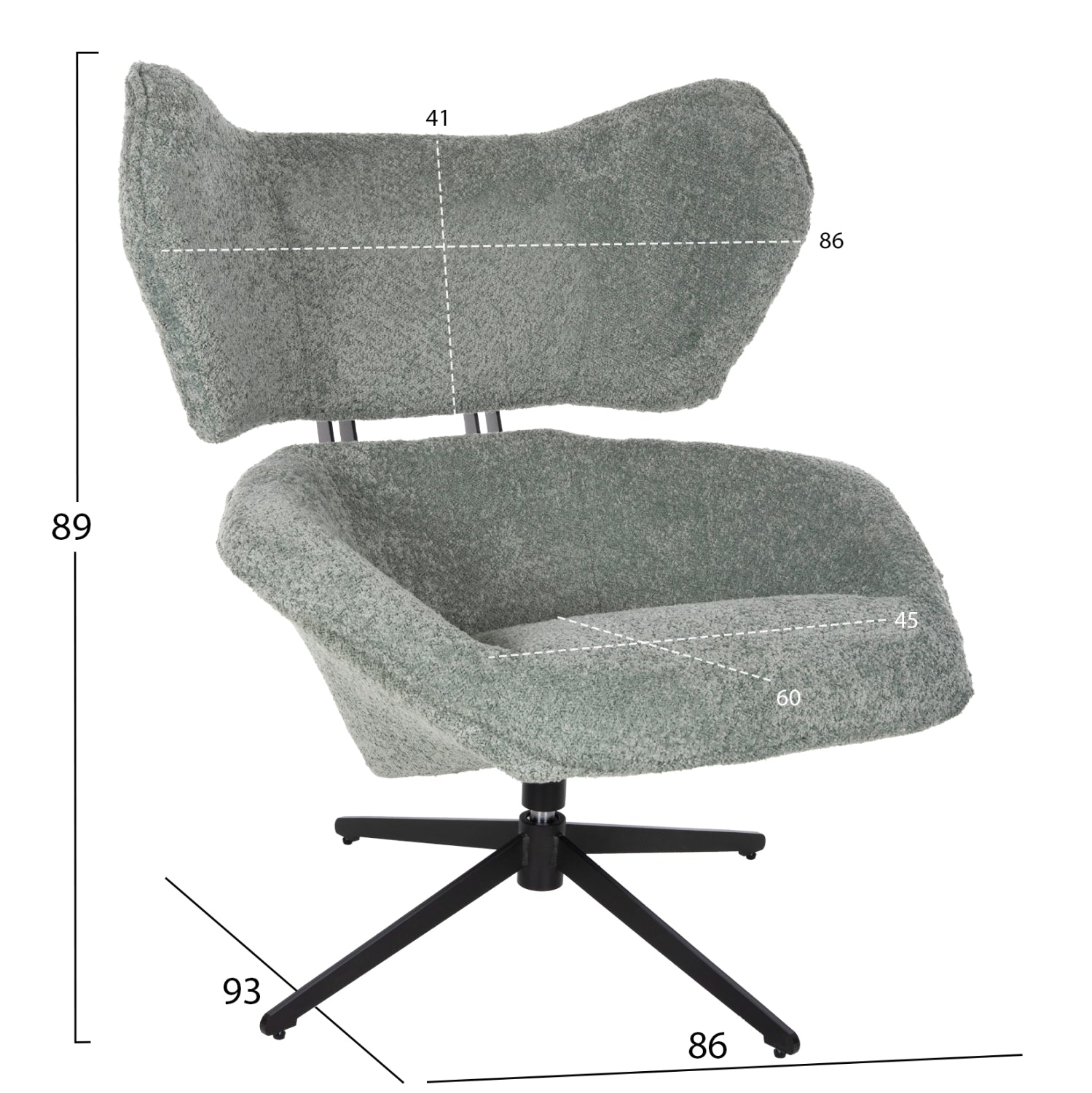 Кресло Брус букле цвят шам фъстък 86x90x97