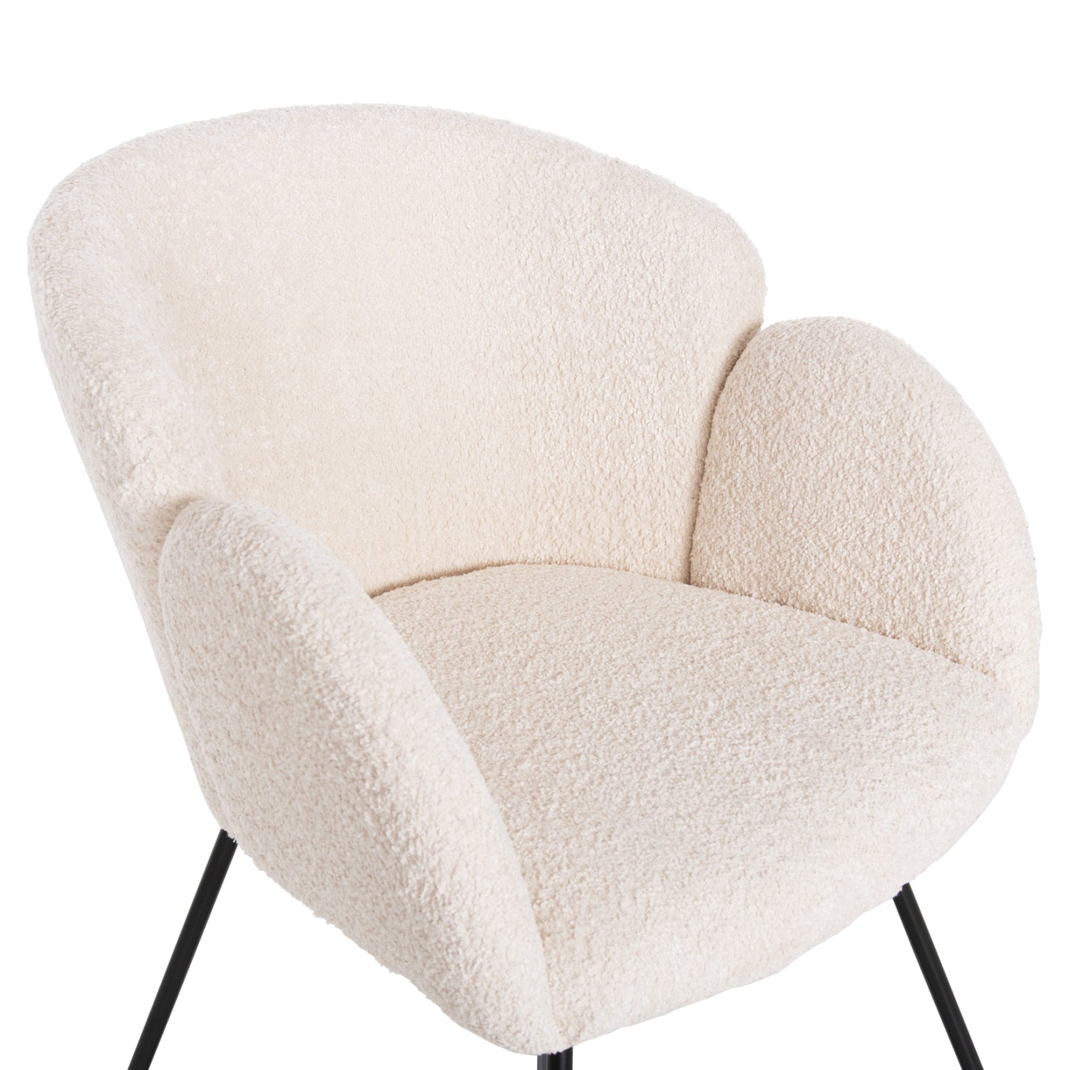 Кресло Харис букле цвят екрю 59,5x64x77