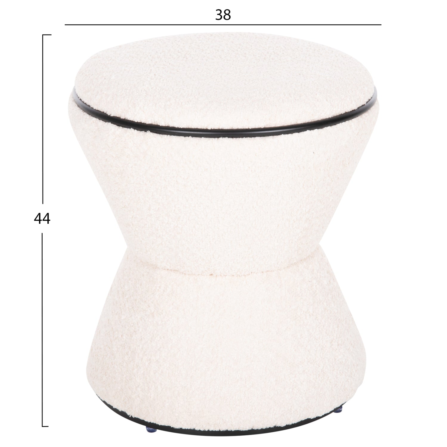 Табуретка Линър букле екрю/черен детайл Φ38x44см.