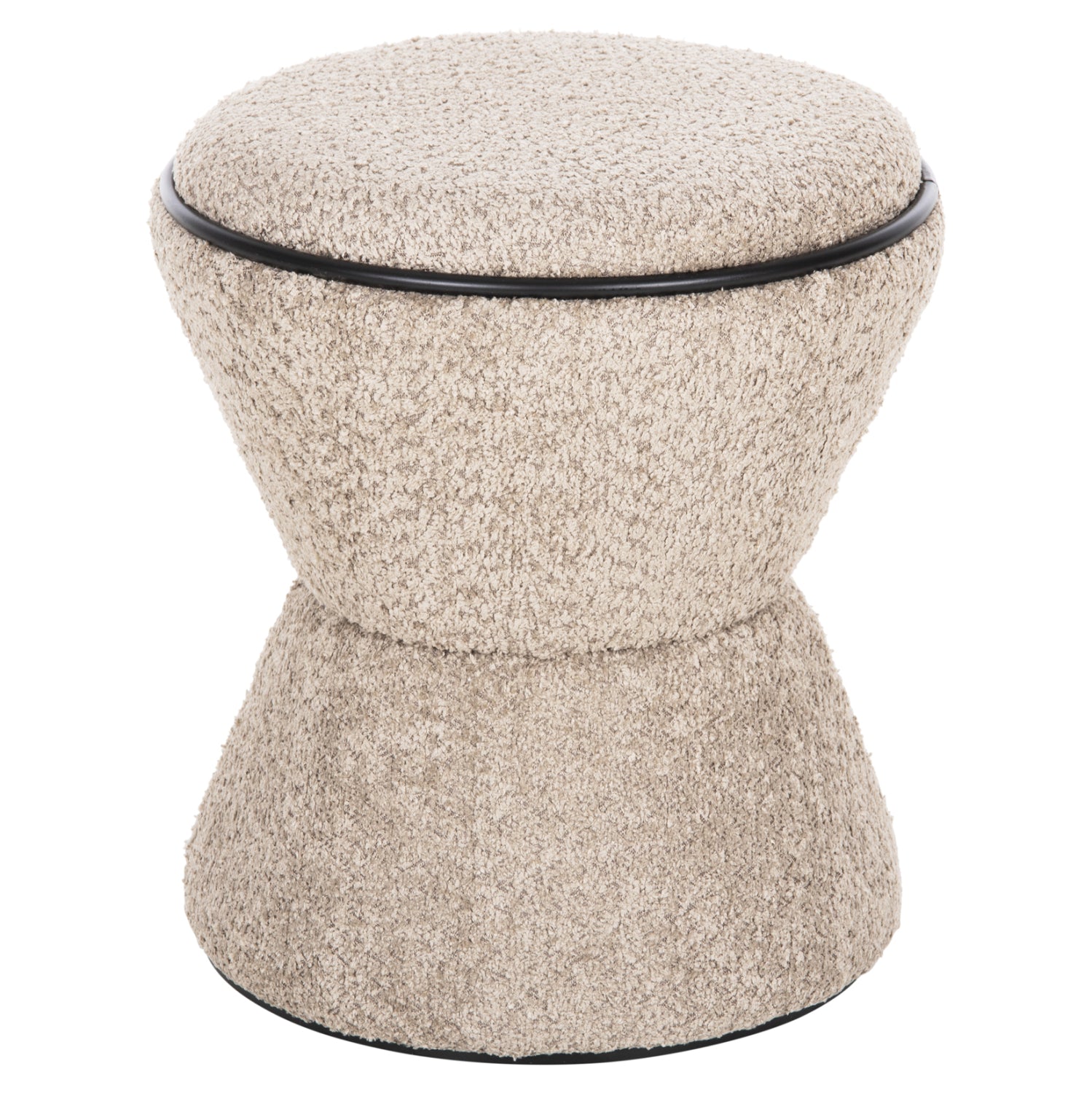 Табуретка Линър букле цвят бежов-черен детайл Φ38x44 см