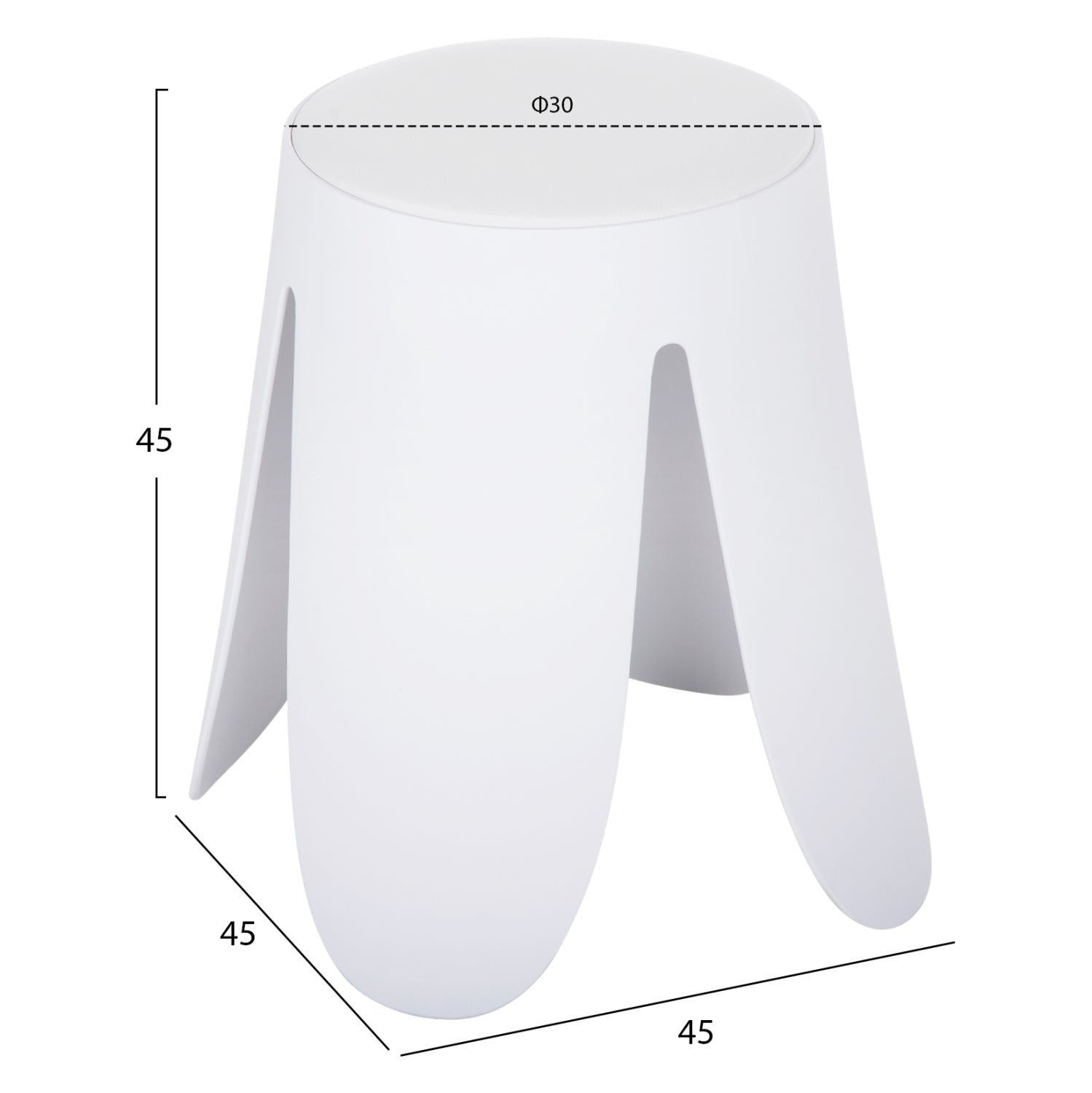 Табуретка DENTY бял цвят Φ30x45