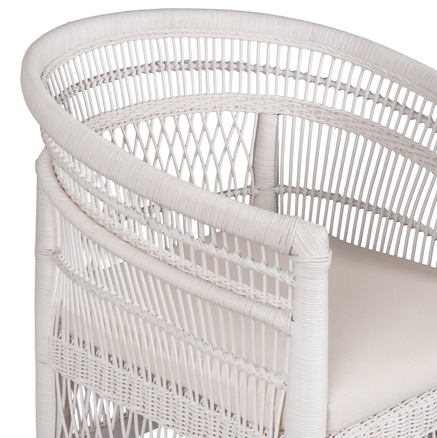 Фотьойл MALAWI бял цвят ратан/махагон 80x70x86