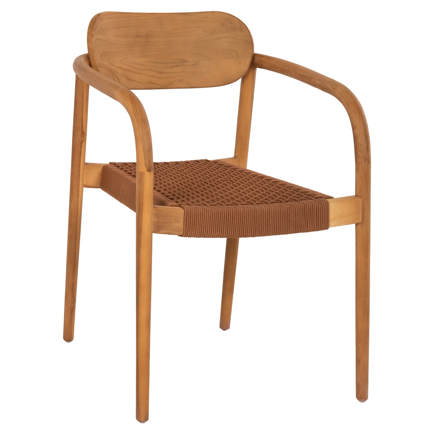 Кресло Осло цвят натурал тиково дърво -бежово въже 55x54x80