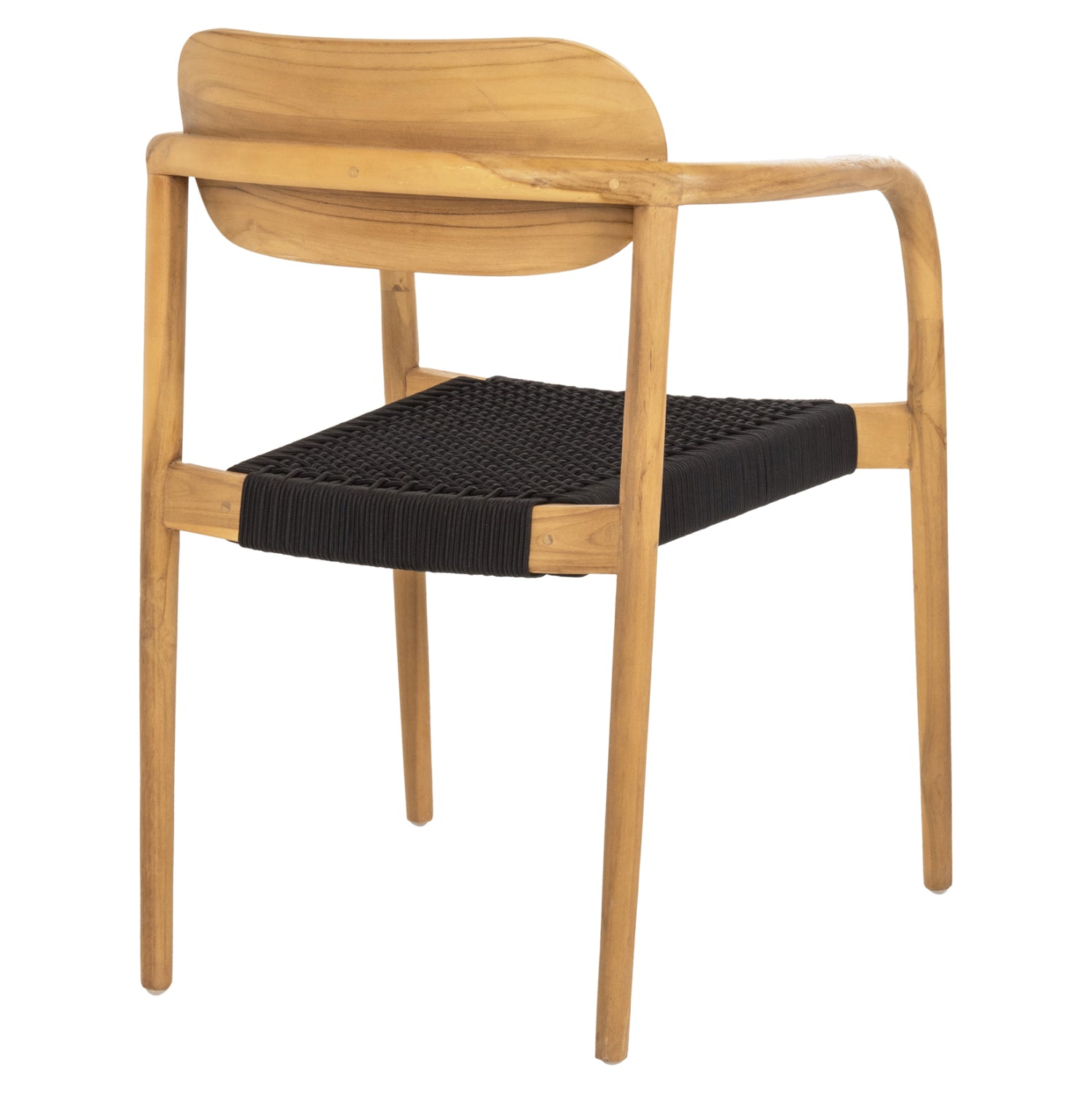 Кресло Осло цвят натурал тиково дърво-черно въже 55x54x80