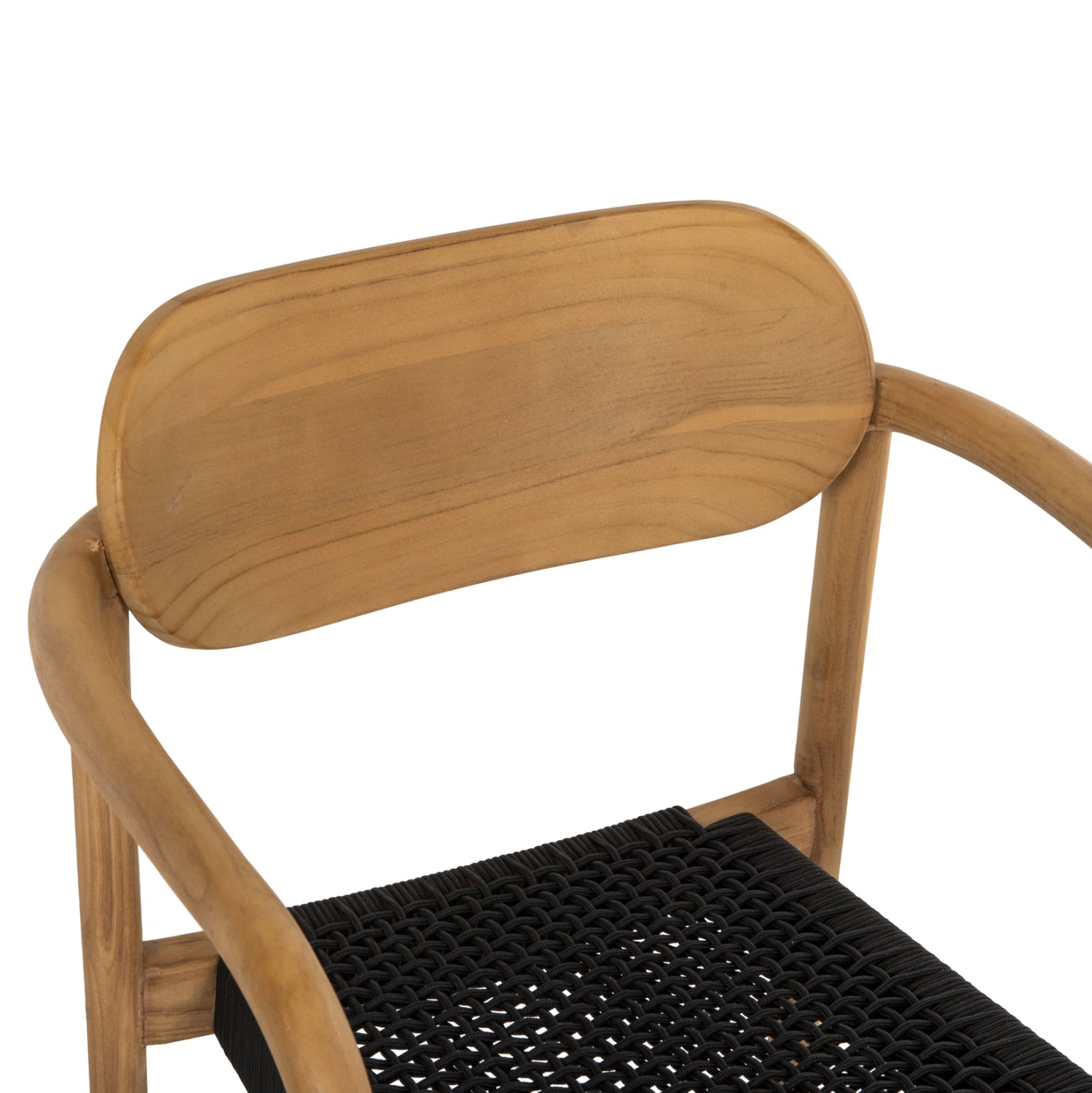 Кресло Осло цвят натурал тиково дърво-черно въже 55x54x80
