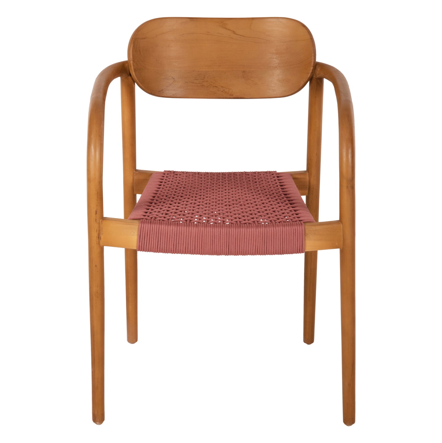 Кресло Осло цвят натурал тиково дърво-розово въже 55x54x80
