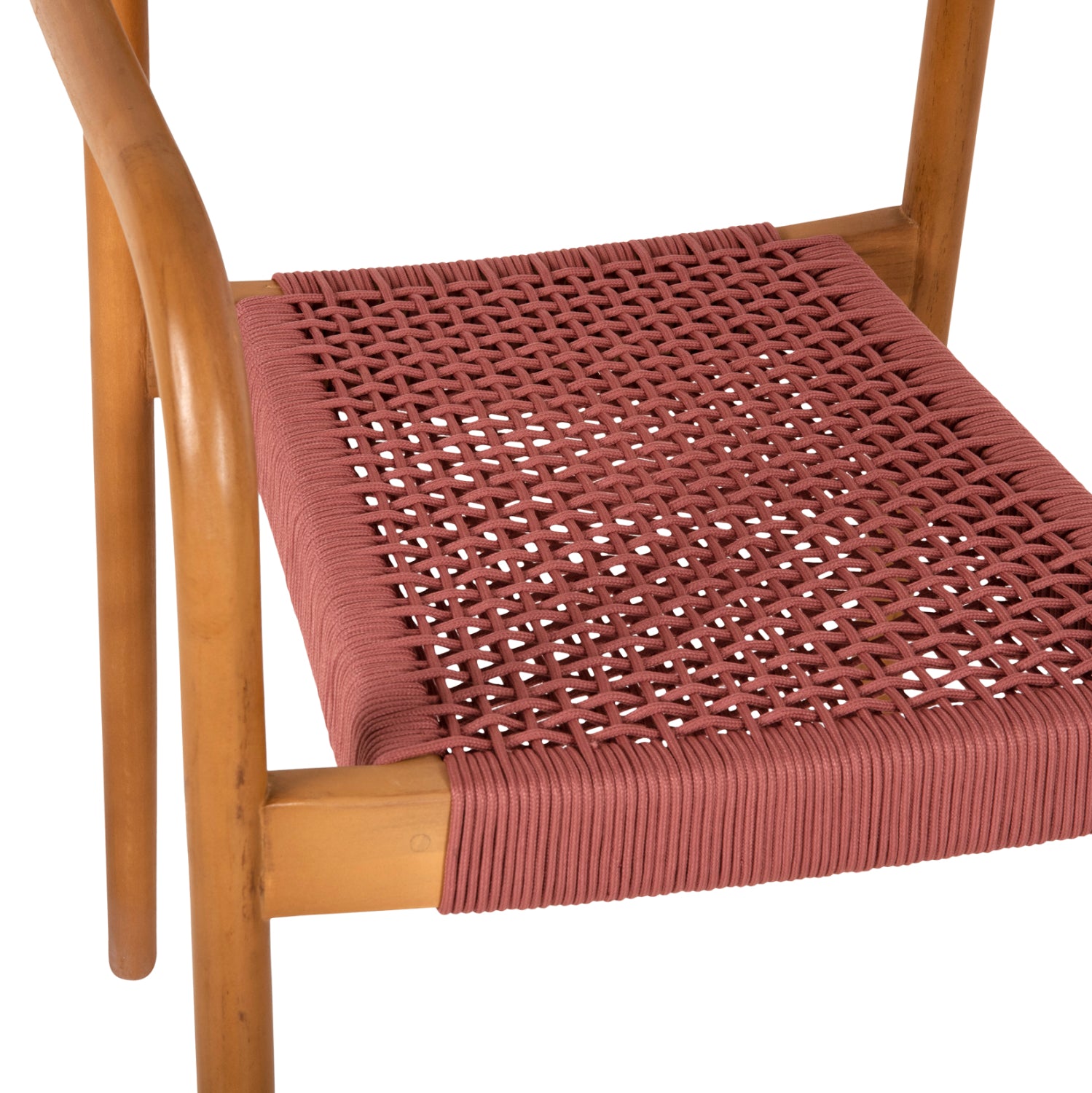 Кресло Осло цвят натурал тиково дърво-розово въже 55x54x80