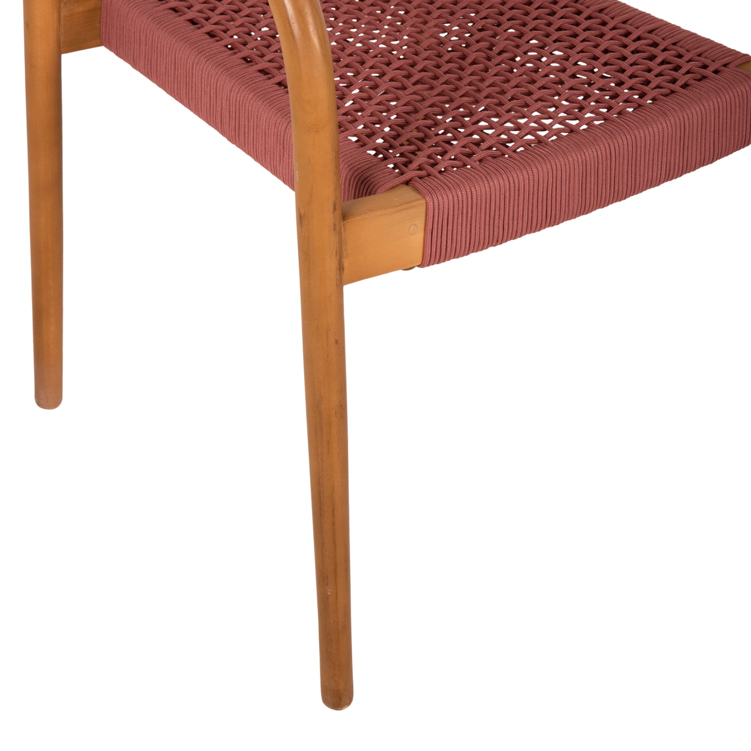 Кресло Осло цвят натурал тиково дърво-розово въже 55x54x80