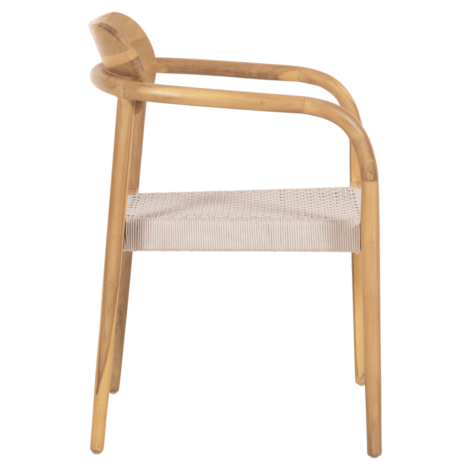 Кресло Осло цвят натурал тиково дърво -бежово въже 55x54x80