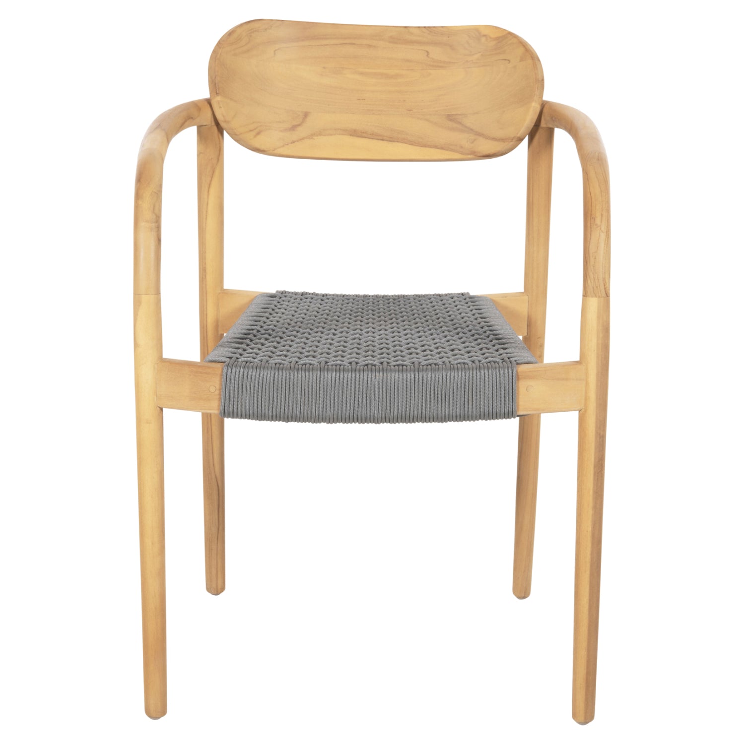 Кресло Осло цвят тиково дърво натурал-сиво въже 55x54x80