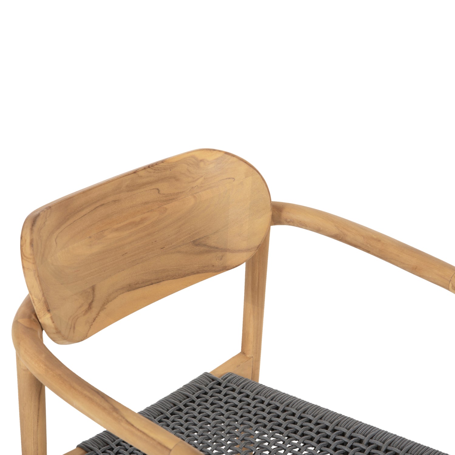 Кресло Осло цвят тиково дърво натурал-сиво въже 55x54x80