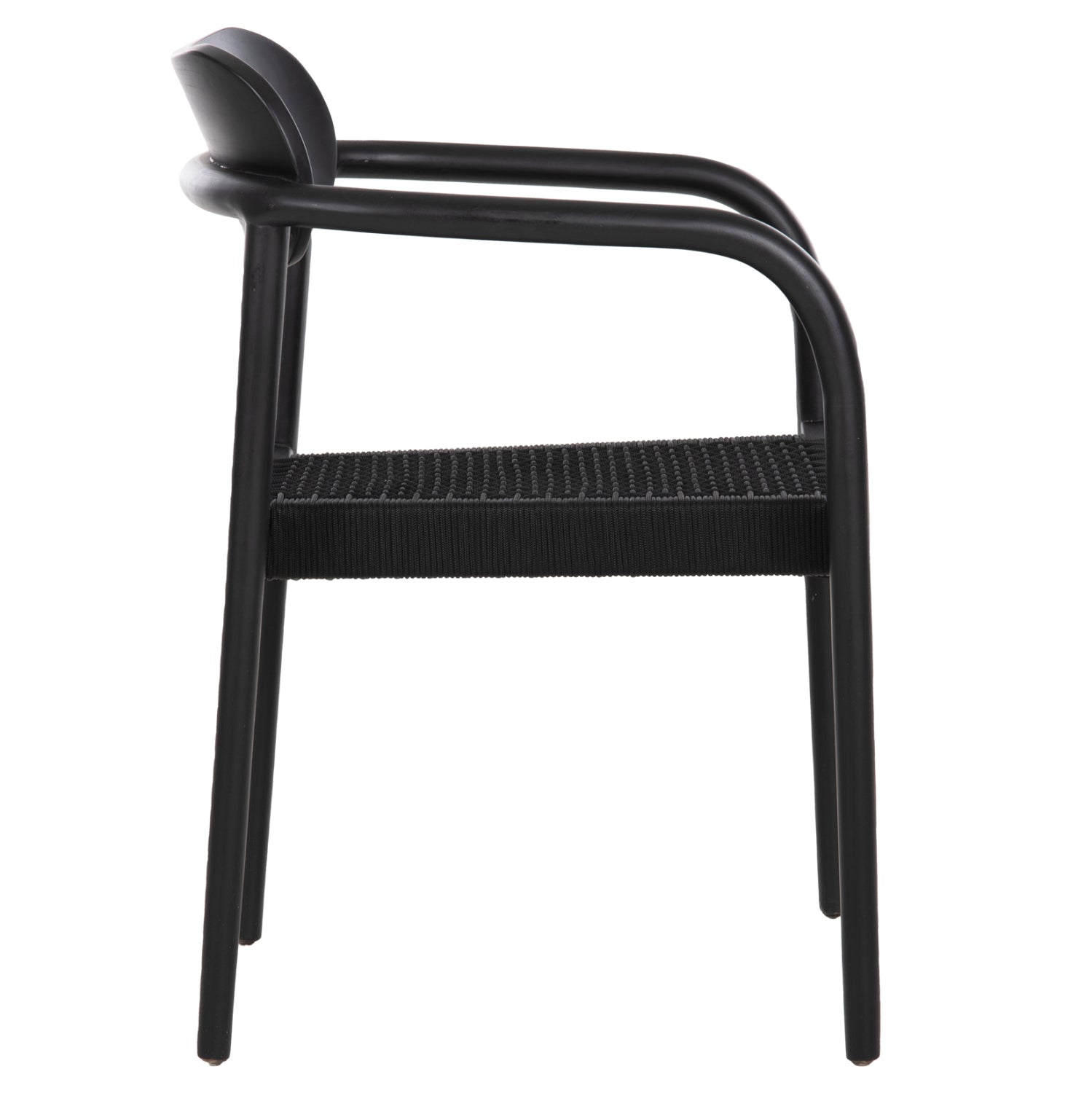 Кресло Осло тиково дърво черен цвят/въже 55x54x80