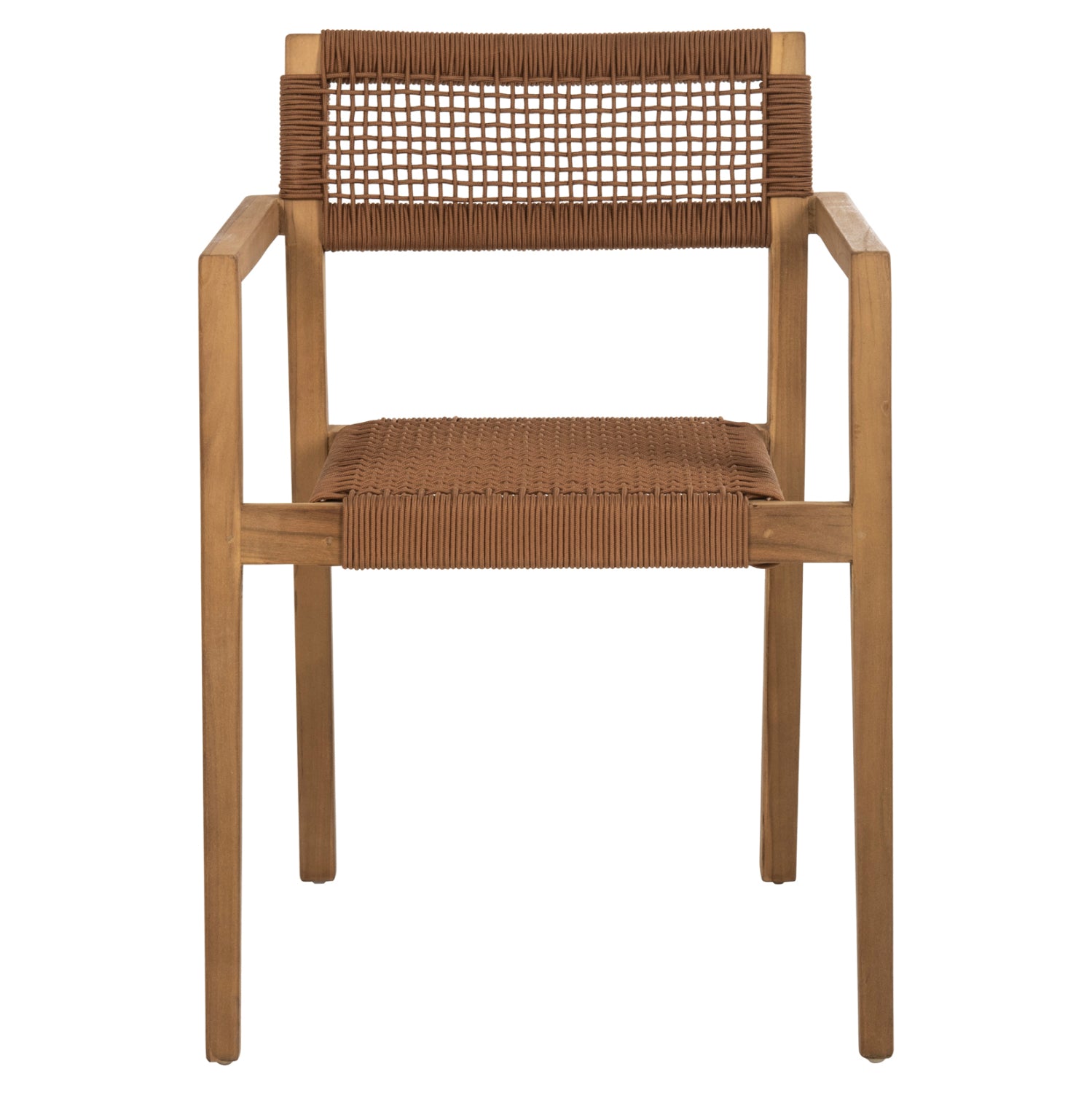 Кресло Шарлот цвят натурал тиково дърво -бежово въже 58x61x81