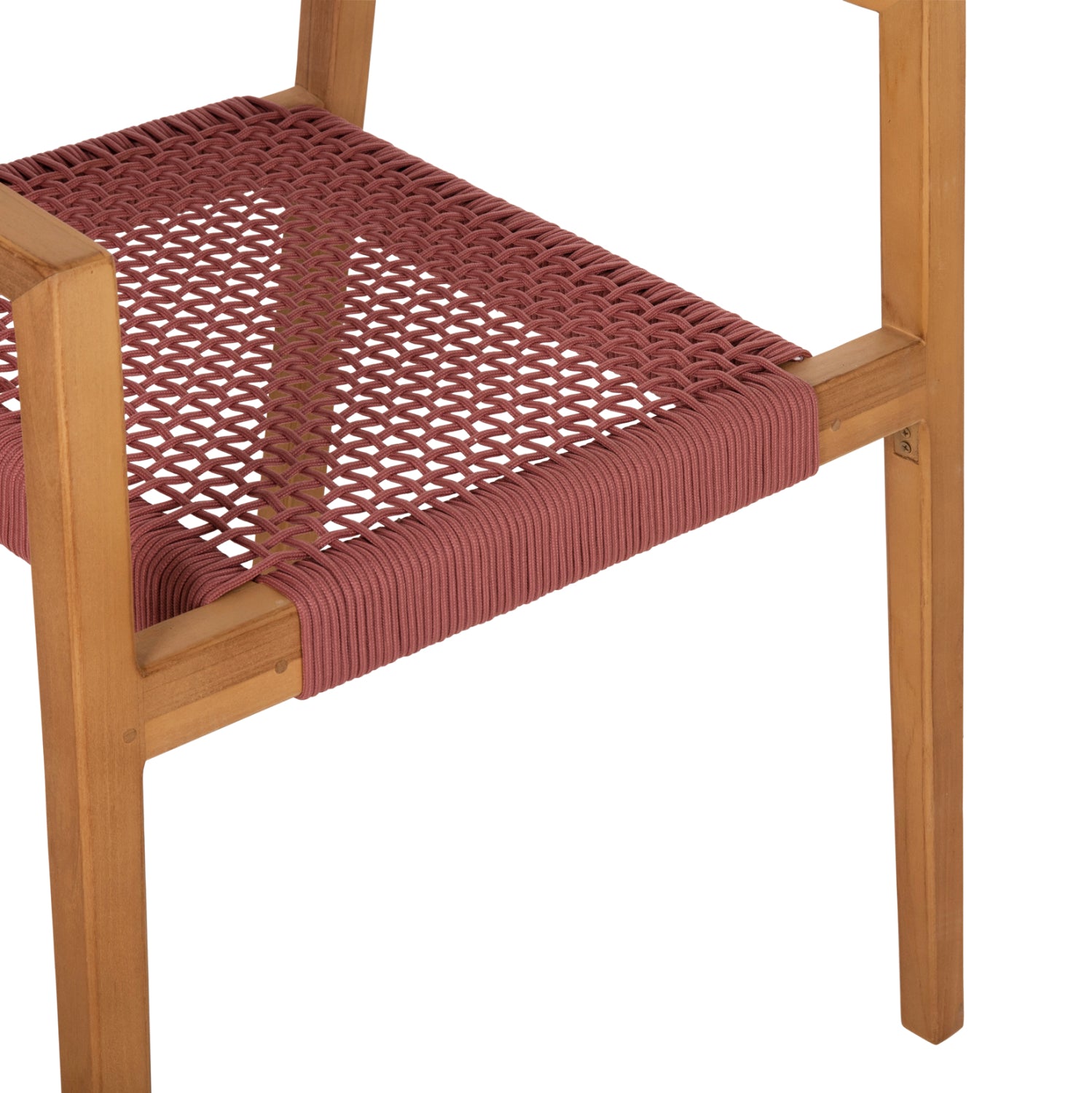 Кресло Шарлот цвят натурал тиково дърво-въже бордо  59x54x83