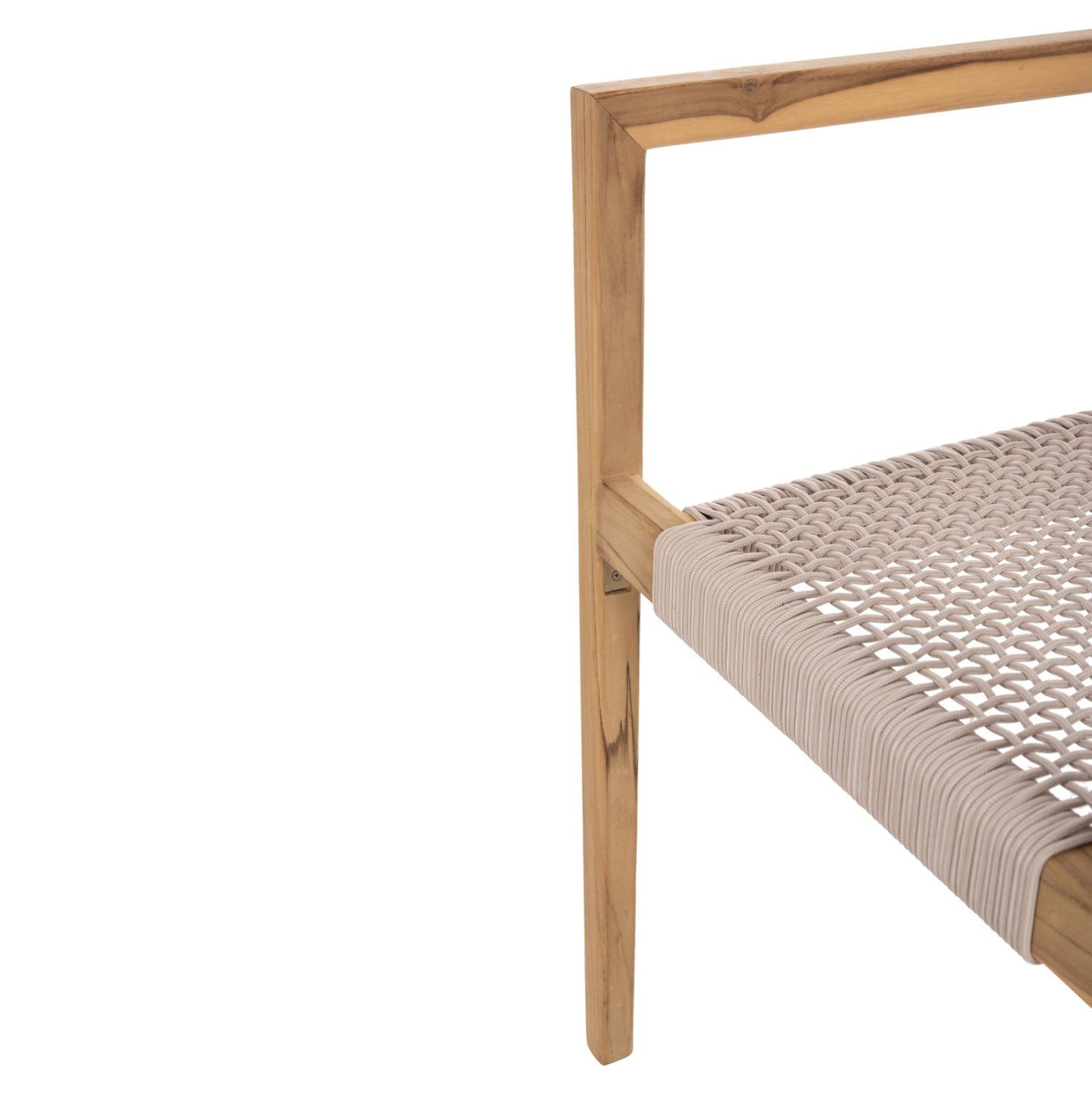 Кресло Шарлот цвят натурал тиково дърво-бежово въже 55x54x80